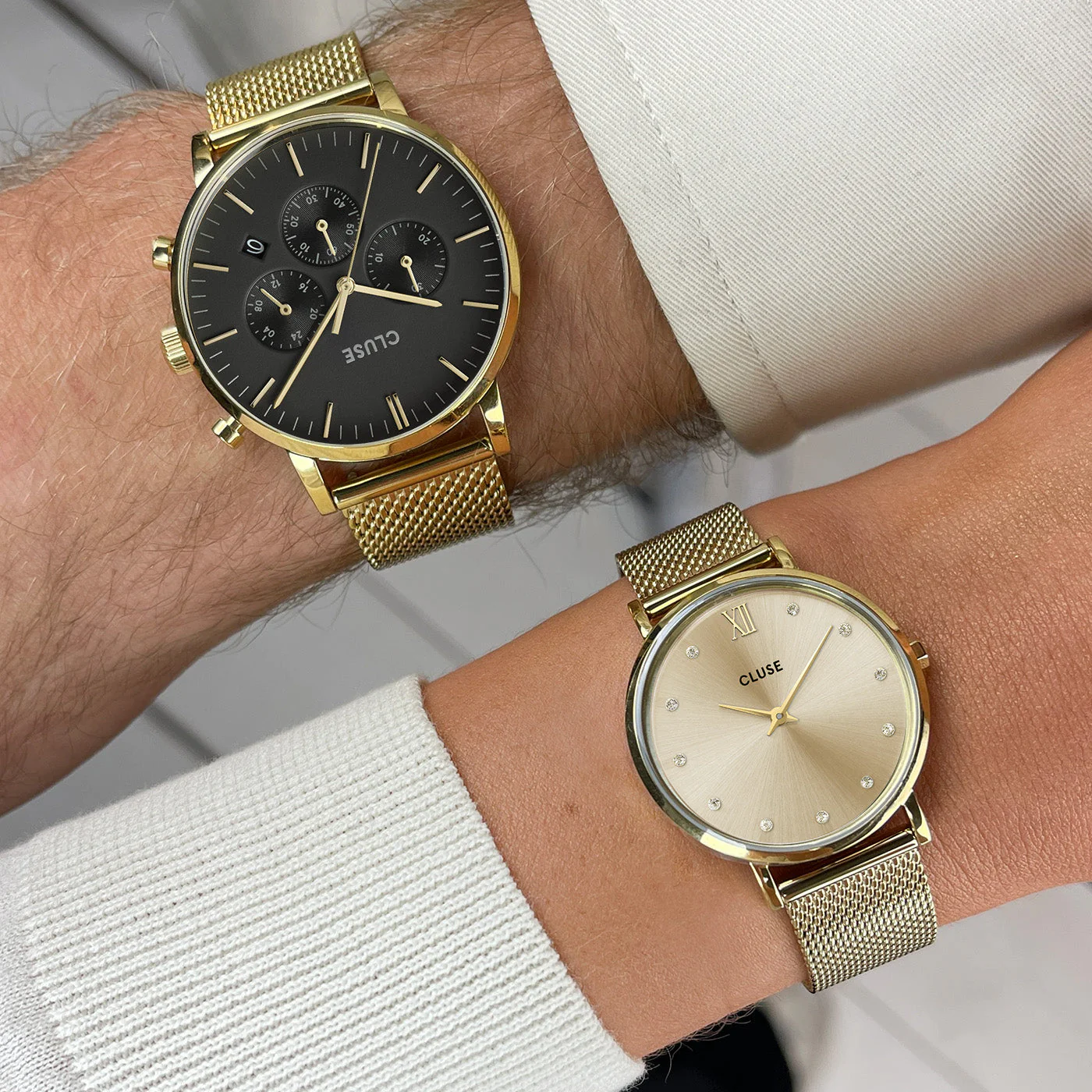 Minuit Watch Mesh Crystals, Full Gold Colour - Image 7