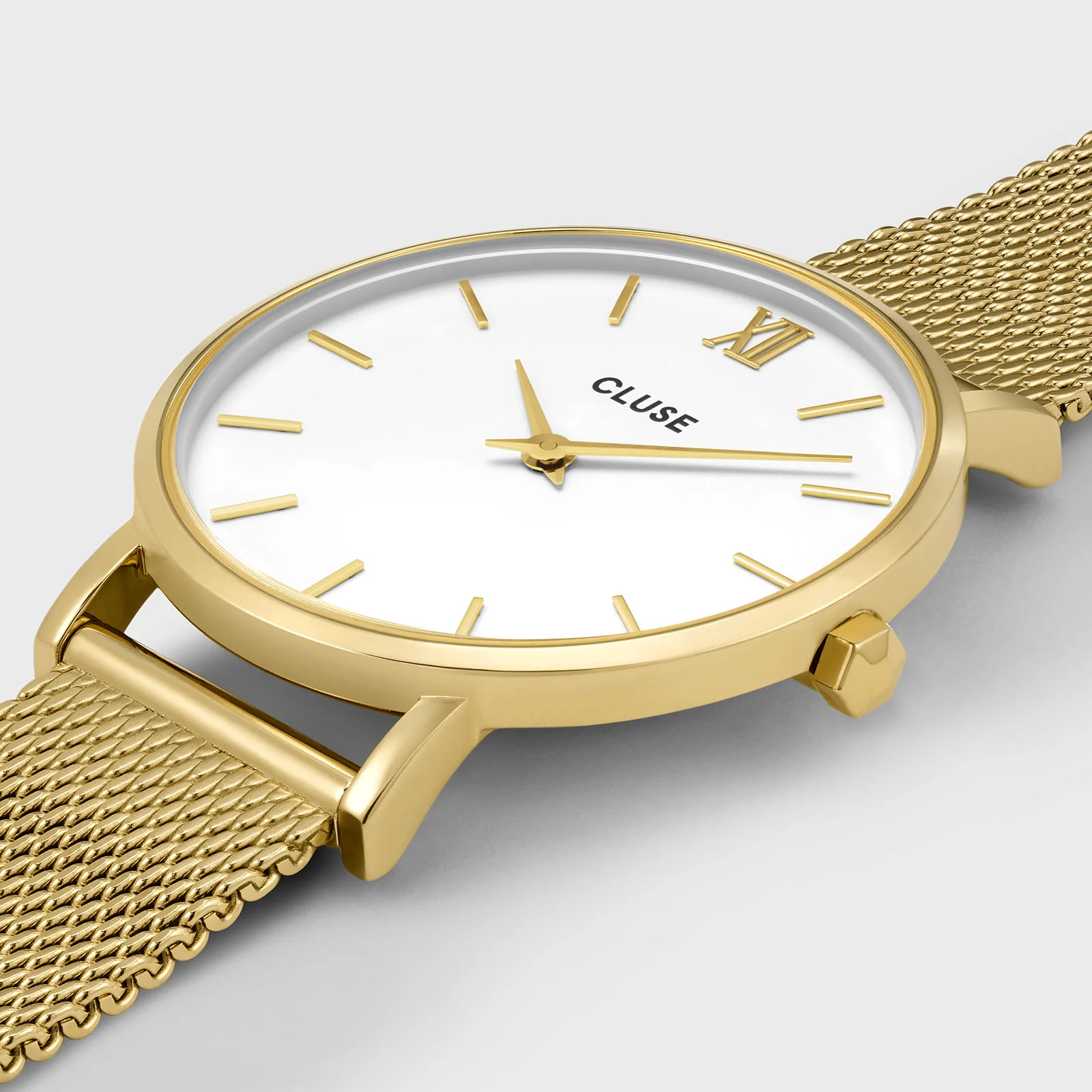 Minuit Watch Mesh, White, Gold Colour - Image 3