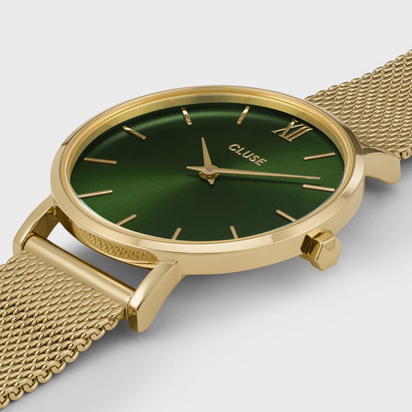 Minuit Watch Mesh, Green, Gold Colour - Image 3