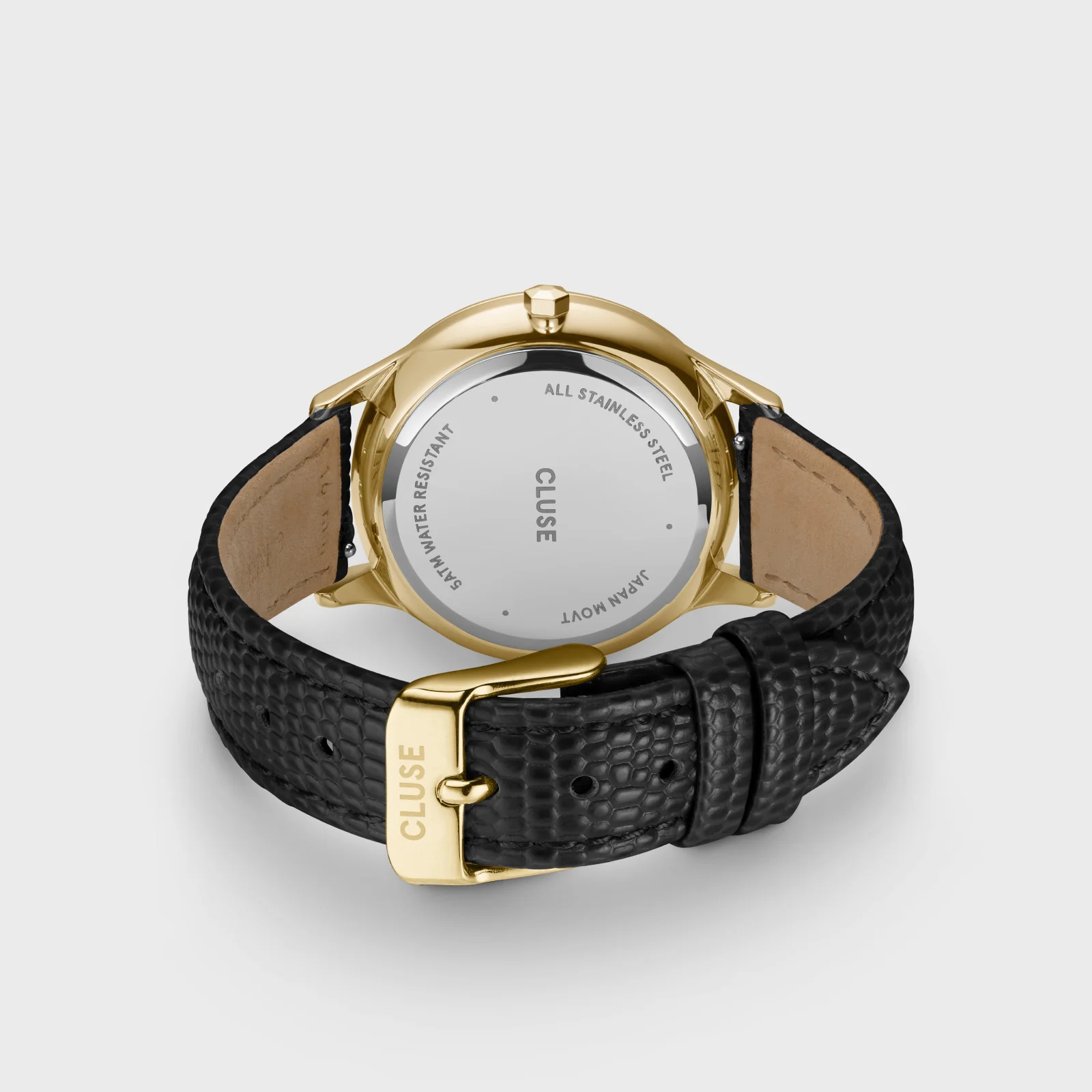 Minuit Multifunction Watch Leather, Black Lizard, Gold Colour - Image 4