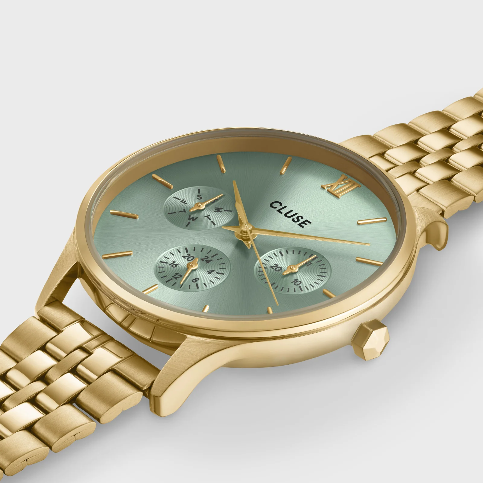 Minuit Multifunction Watch Steel, Sage Green, Gold Colour - Image 3