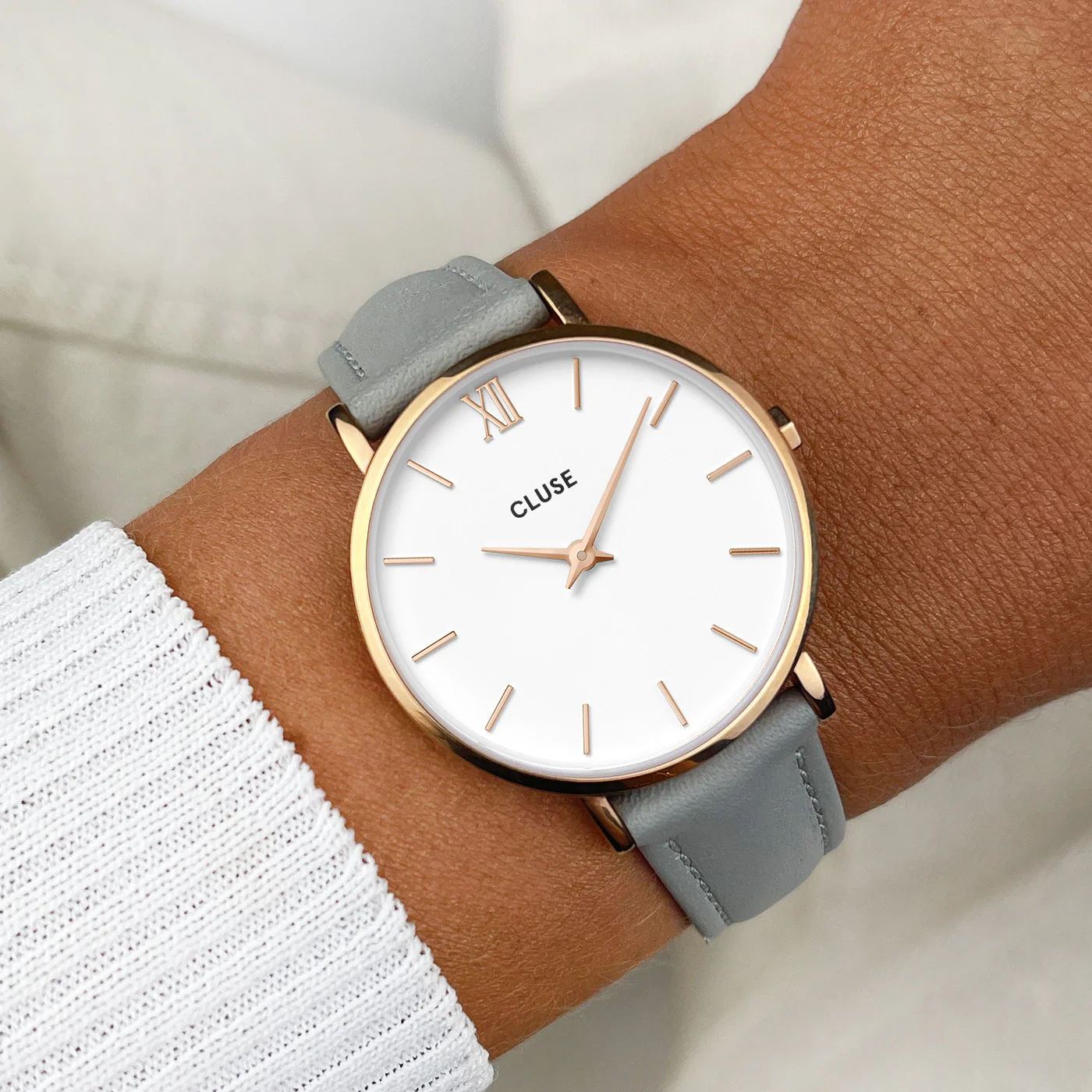Strap 16 mm Leather Grey, Rose Gold Colour - Image 2