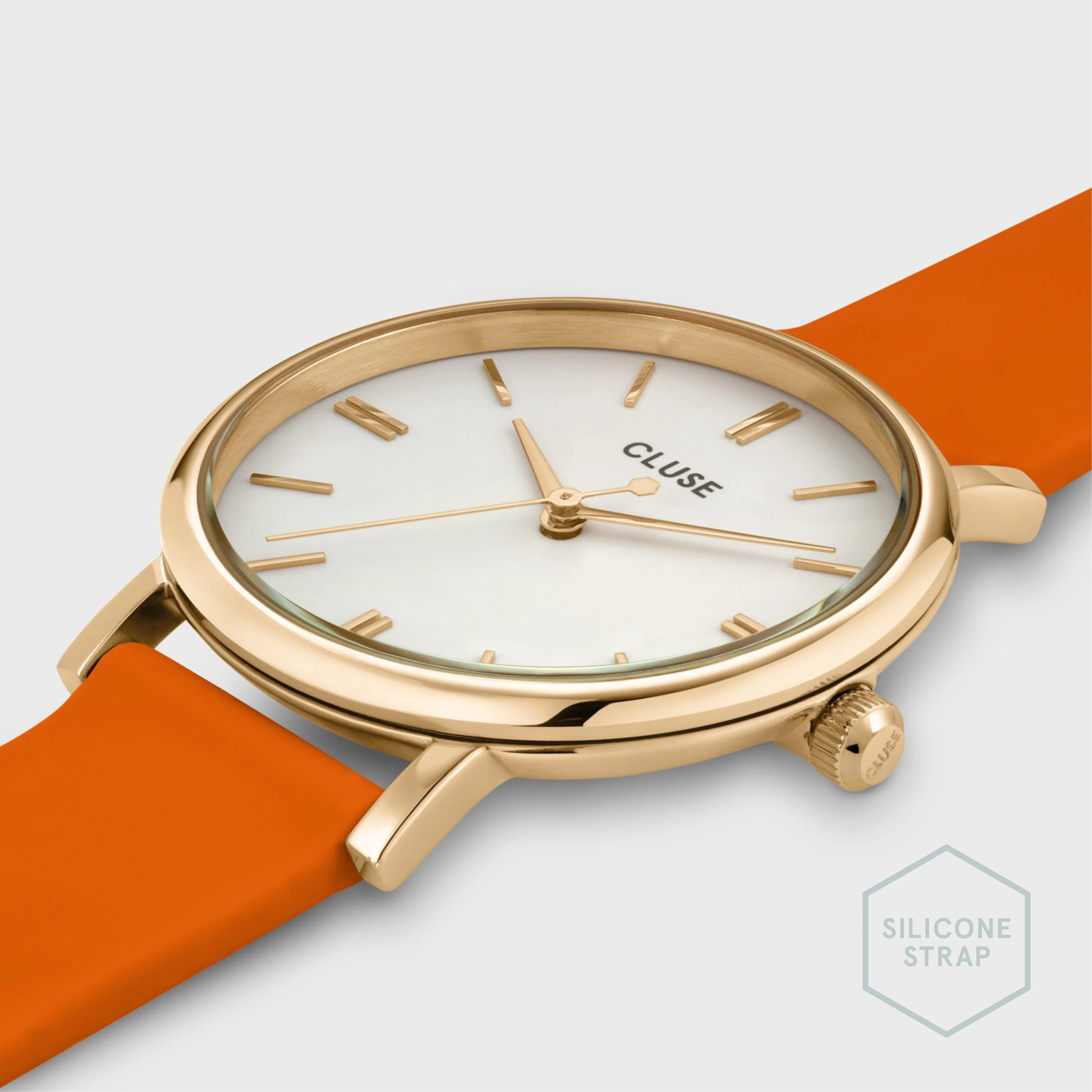 Pavane Petite Watch Silicone, Orange, Gold Colour - Image 3