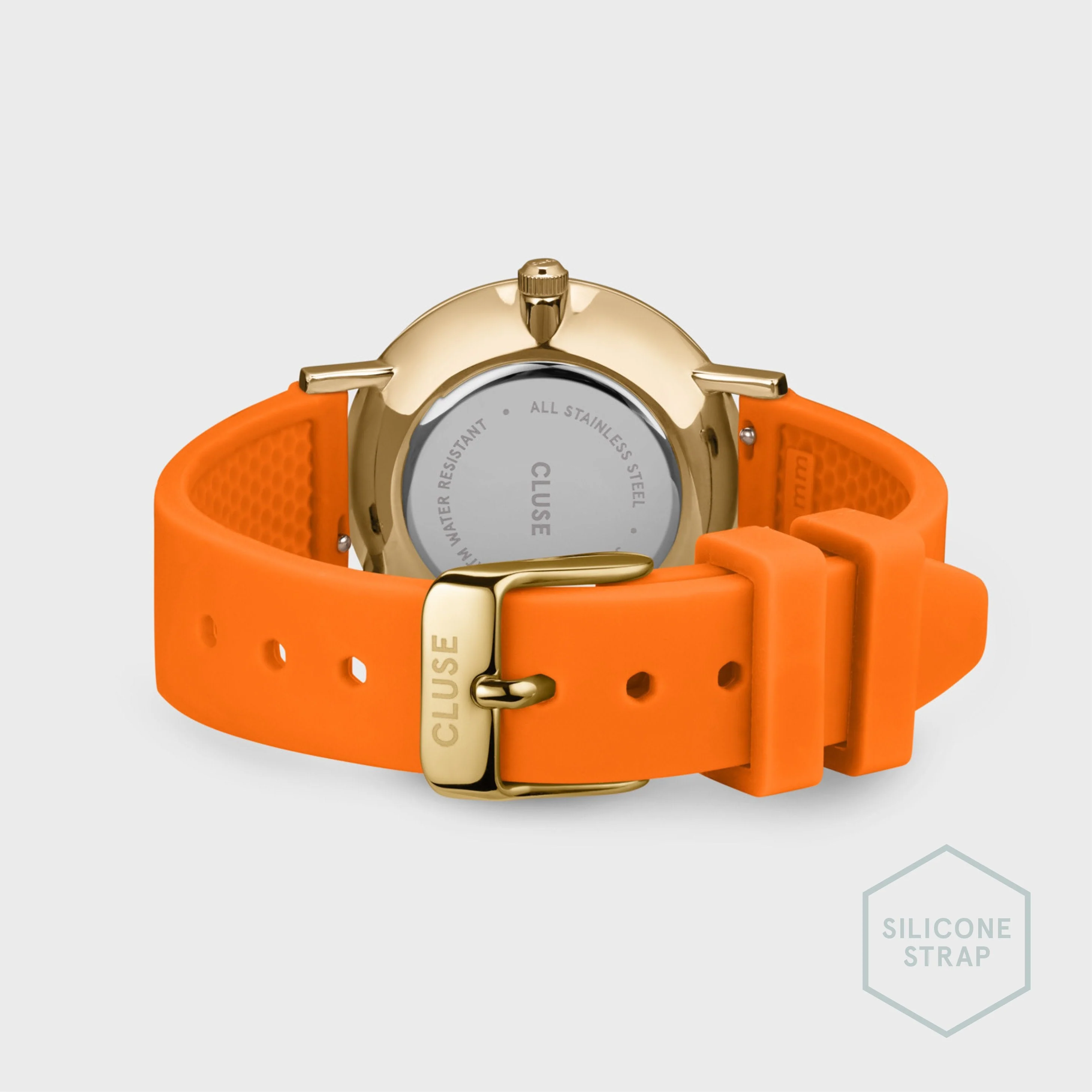 Pavane Petite Watch Silicone, Orange, Gold Colour - Image 4