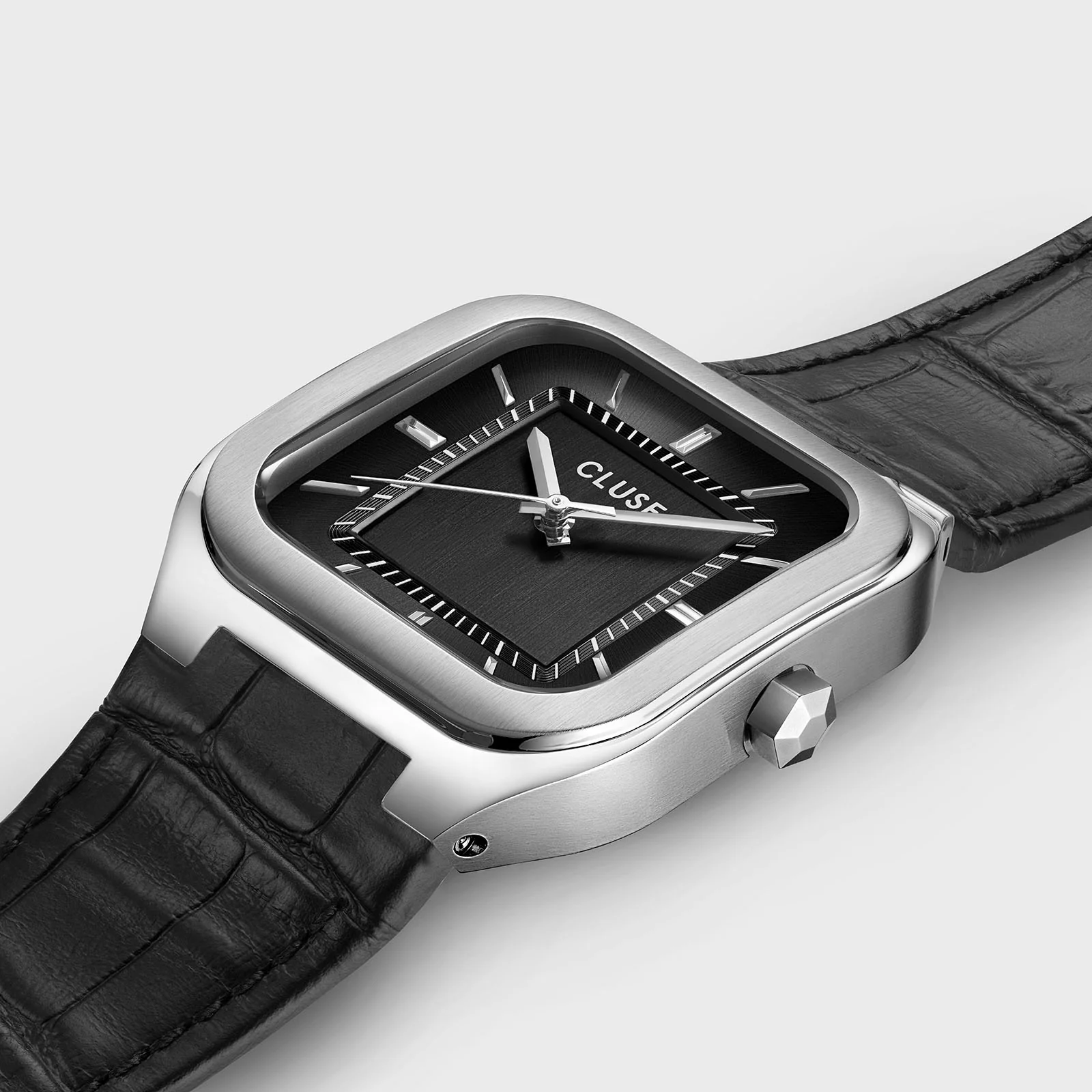 Quadrus Watch Leather, Black, Silver Colour - Image 3