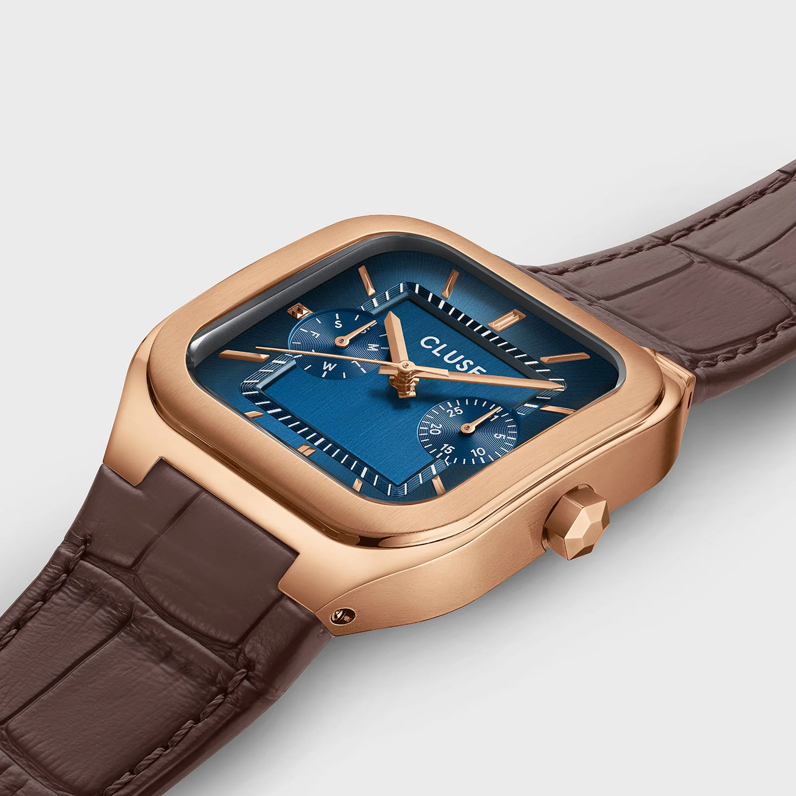 Quadrus Multifunction Watch Leather, Blue, Rose Gold Colour - Image 3