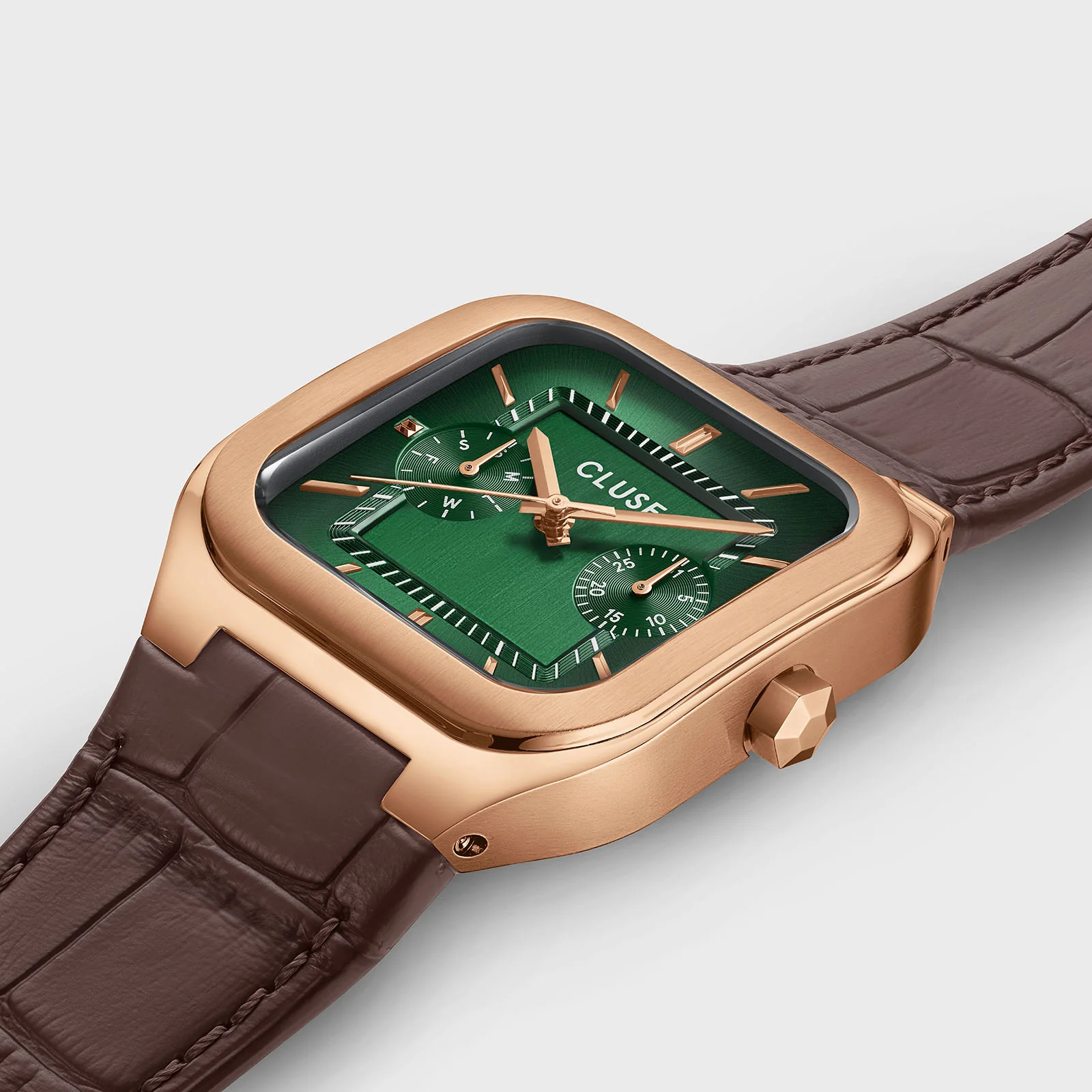 Quadrus Multifunction Watch Leather, Green, Rose Gold Colour - Image 3
