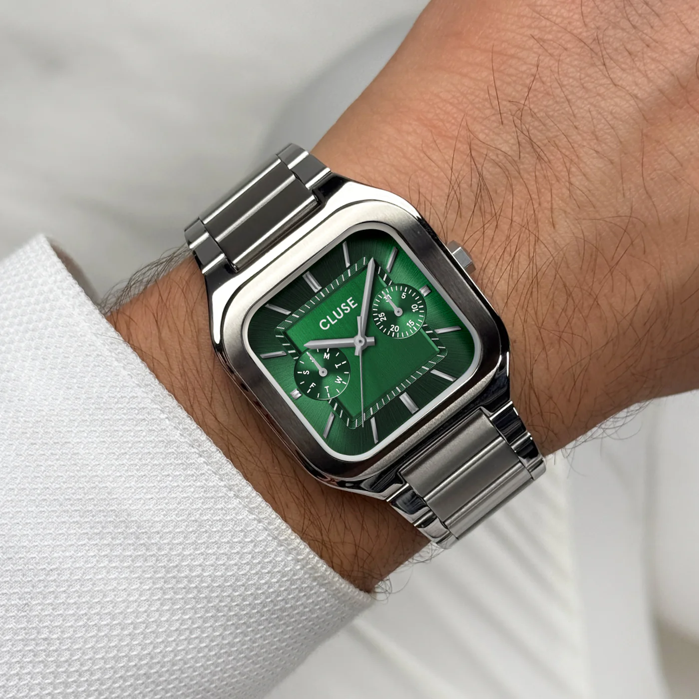 Quadrus Multifunction Watch Steel, Green, Silver Colour - Image 2
