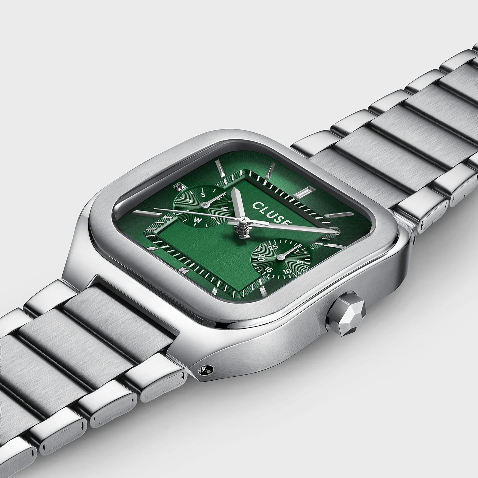 Quadrus Multifunction Watch Steel, Green, Silver Colour - Image 3