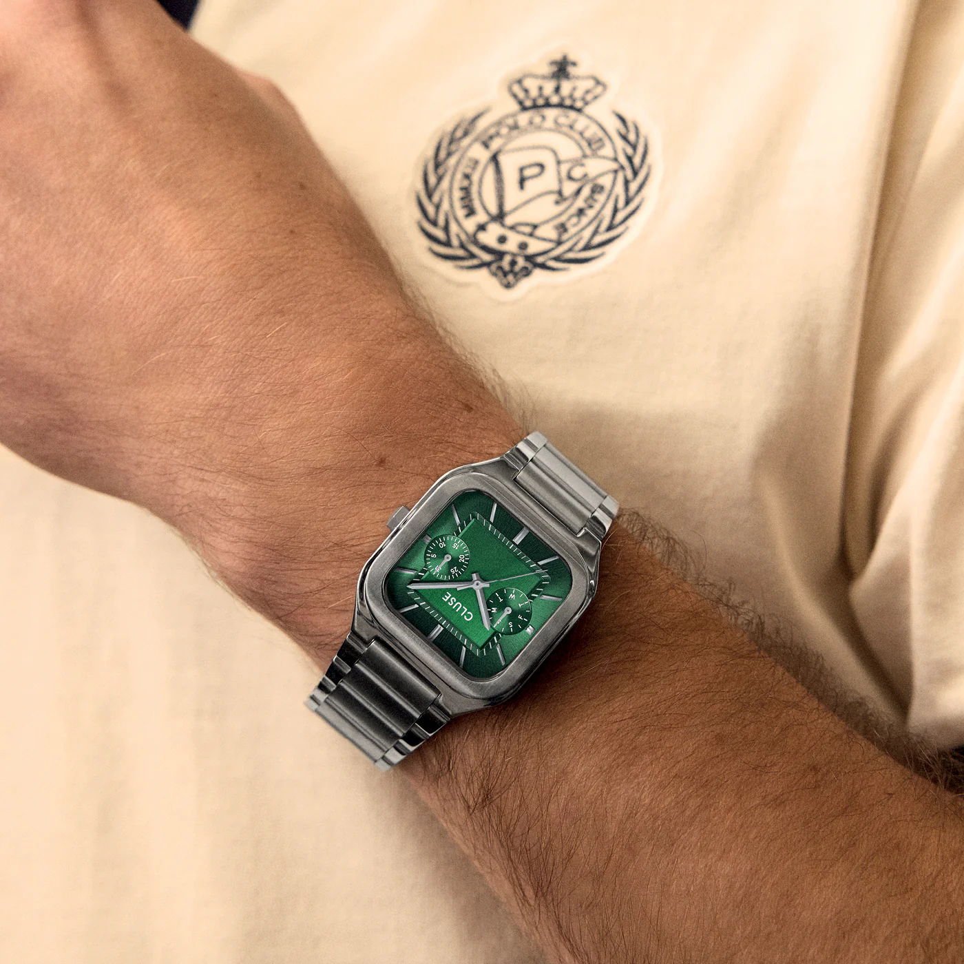 Quadrus Multifunction Watch Steel, Green, Silver Colour - Image 6