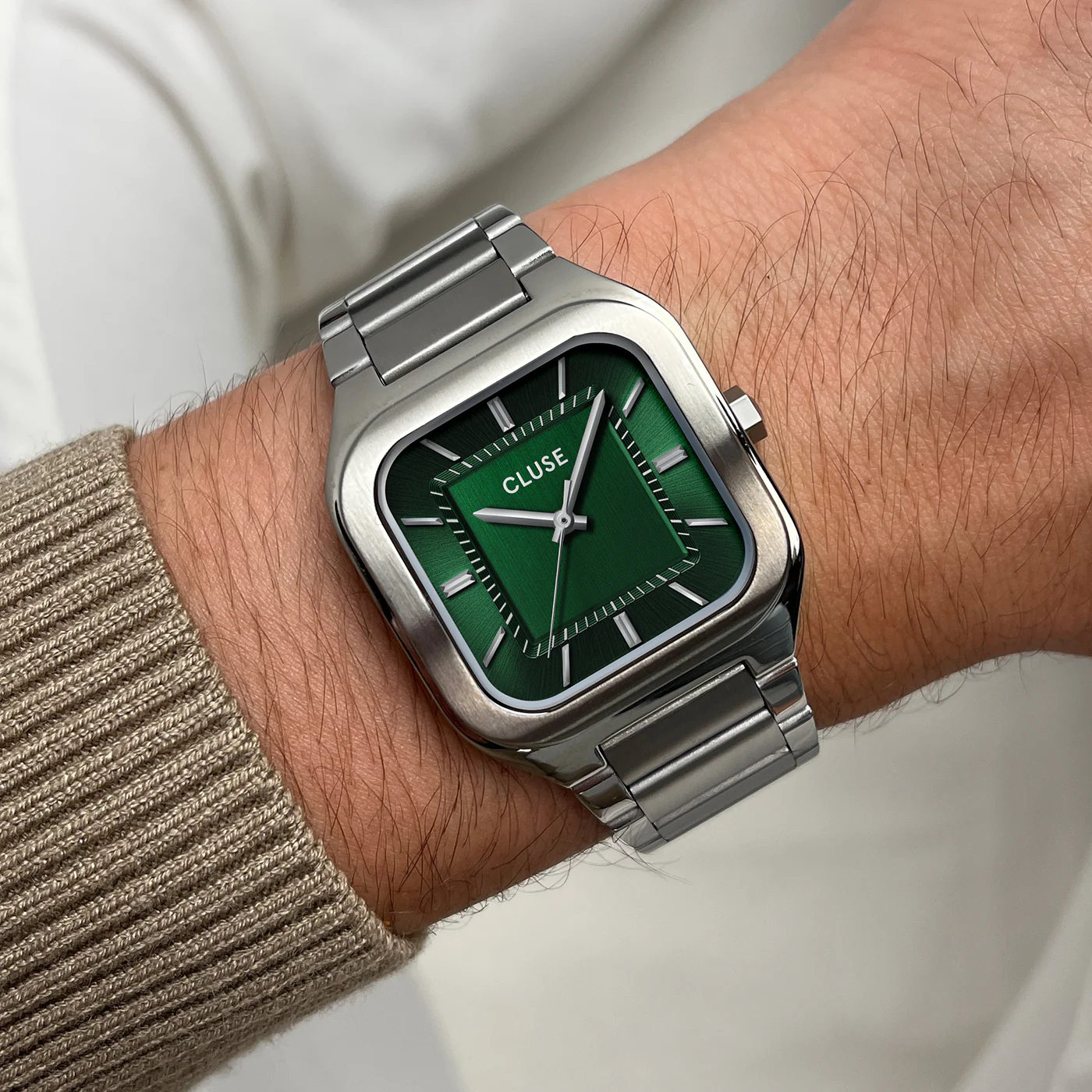Quadrus Watch Steel, Green, Silver Colour - Image 2