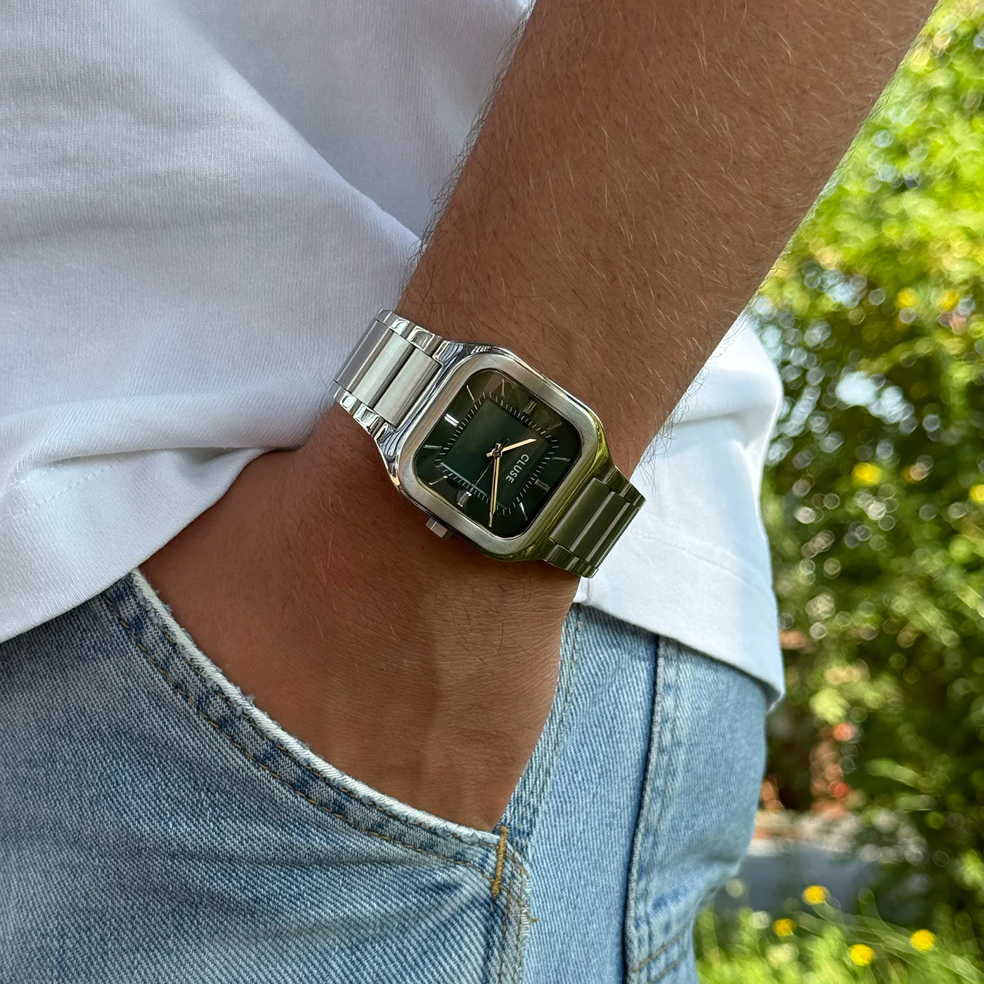 Quadrus Watch Steel, Green, Silver Colour - Image 6