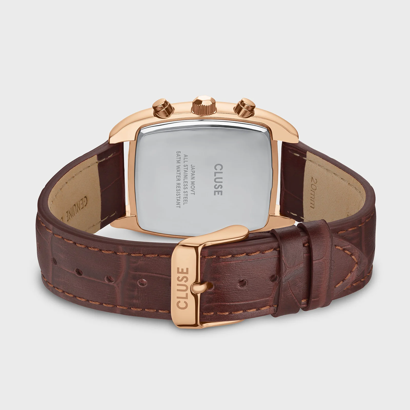 Quartaut Chrono Watch leather, Brown, Rose gold Colour - Image 4