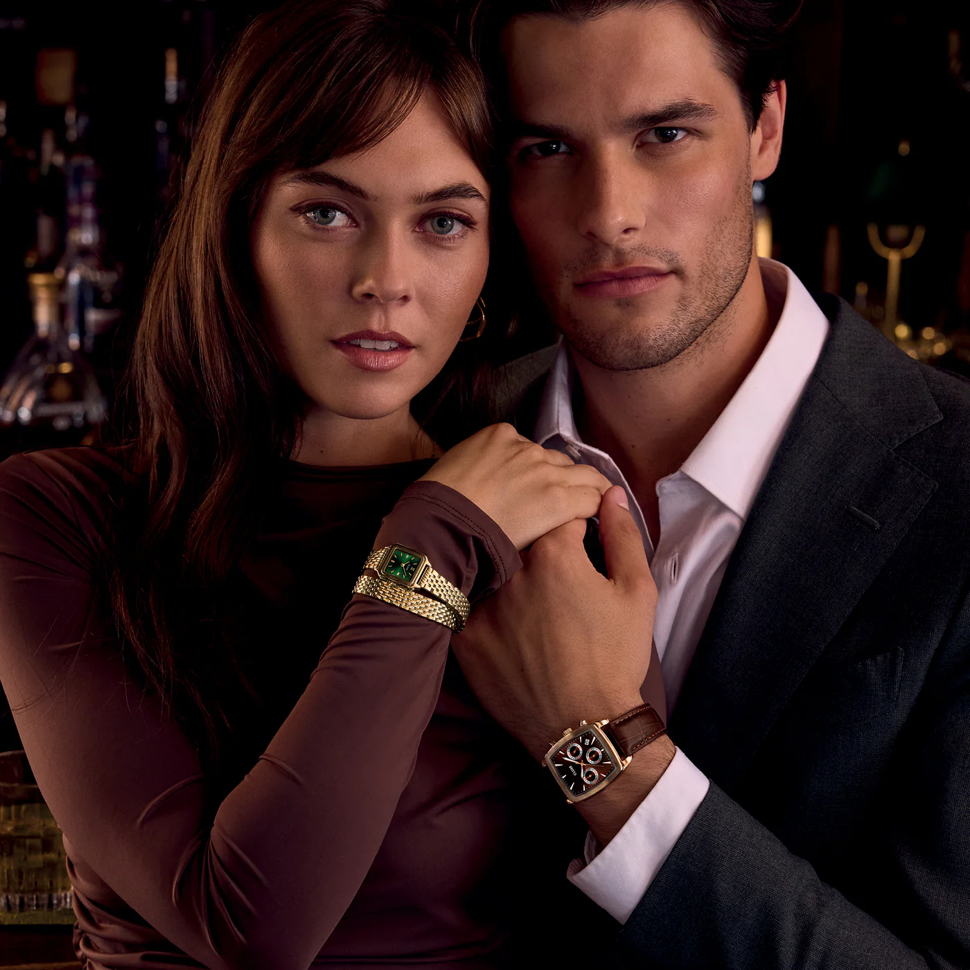 Quartaut Chrono Watch leather, Brown, Rose gold Colour - Image 8