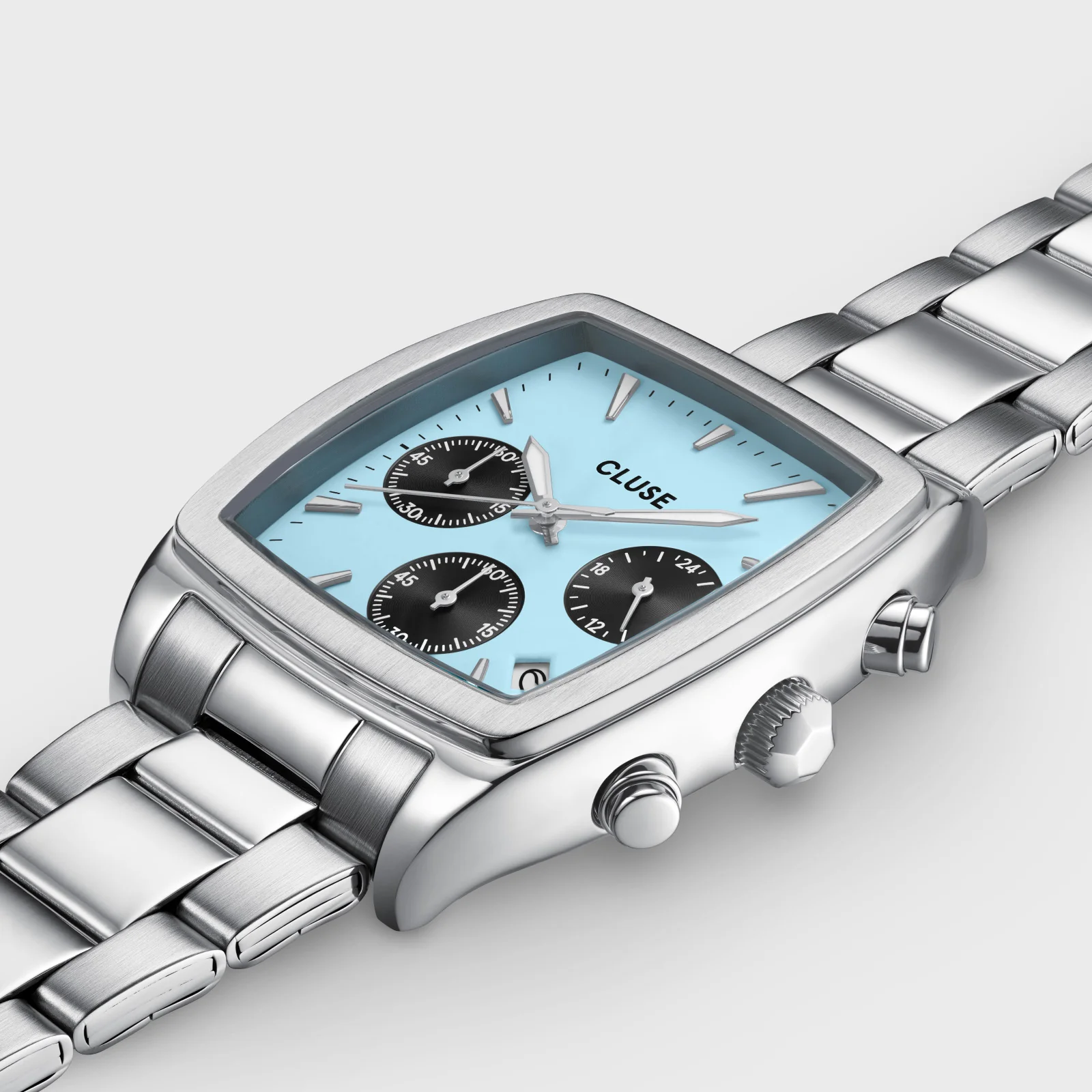 Quartaut Chrono Watch Steel, Blue and Black, Silver Colour - Image 3