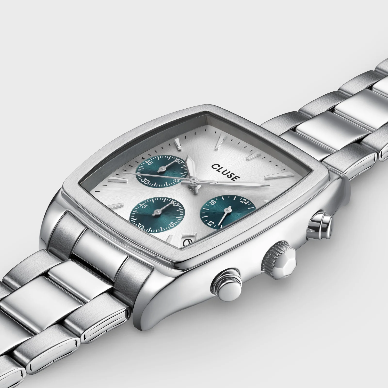 Quartaut Chrono Watch Steel, Blue, Full Silver Colour - Image 3