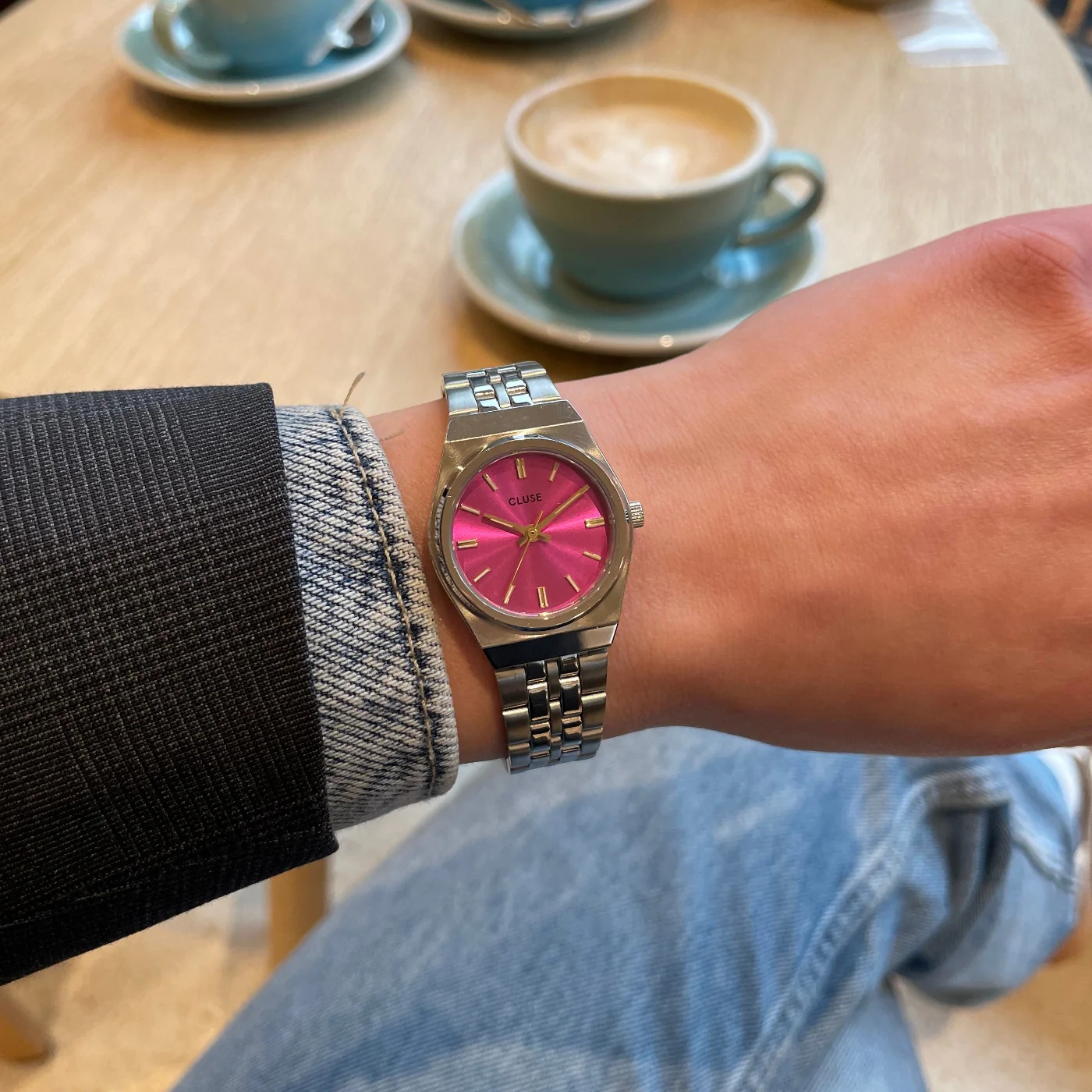 Retro 70s Mini Watch Steel, Fuchsia, Silver Colour - Image 7