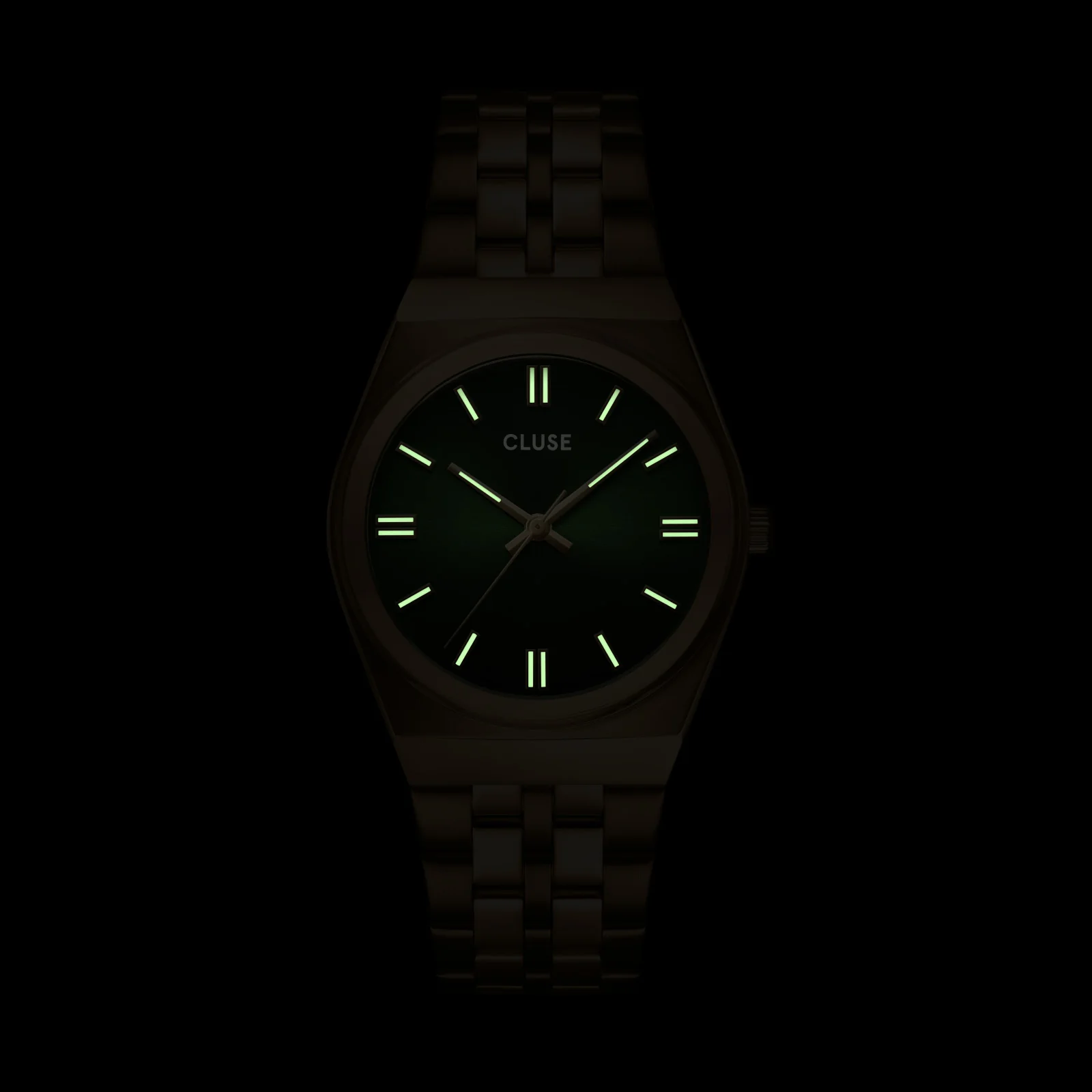 Retro 70s Watch Steel, Forest Green, Gold Colour - Image 5
