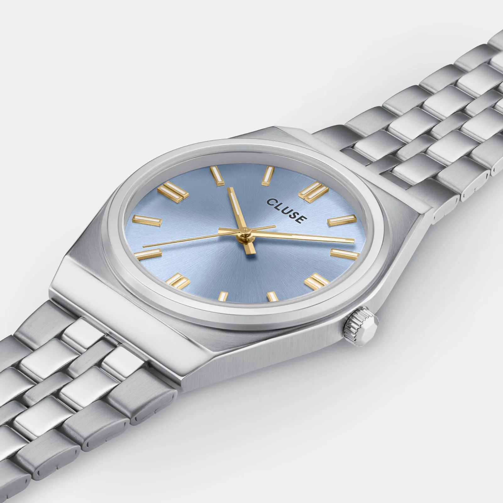 Retro 70s Watch Steel, Light Blue, Silver Colour - Image 3