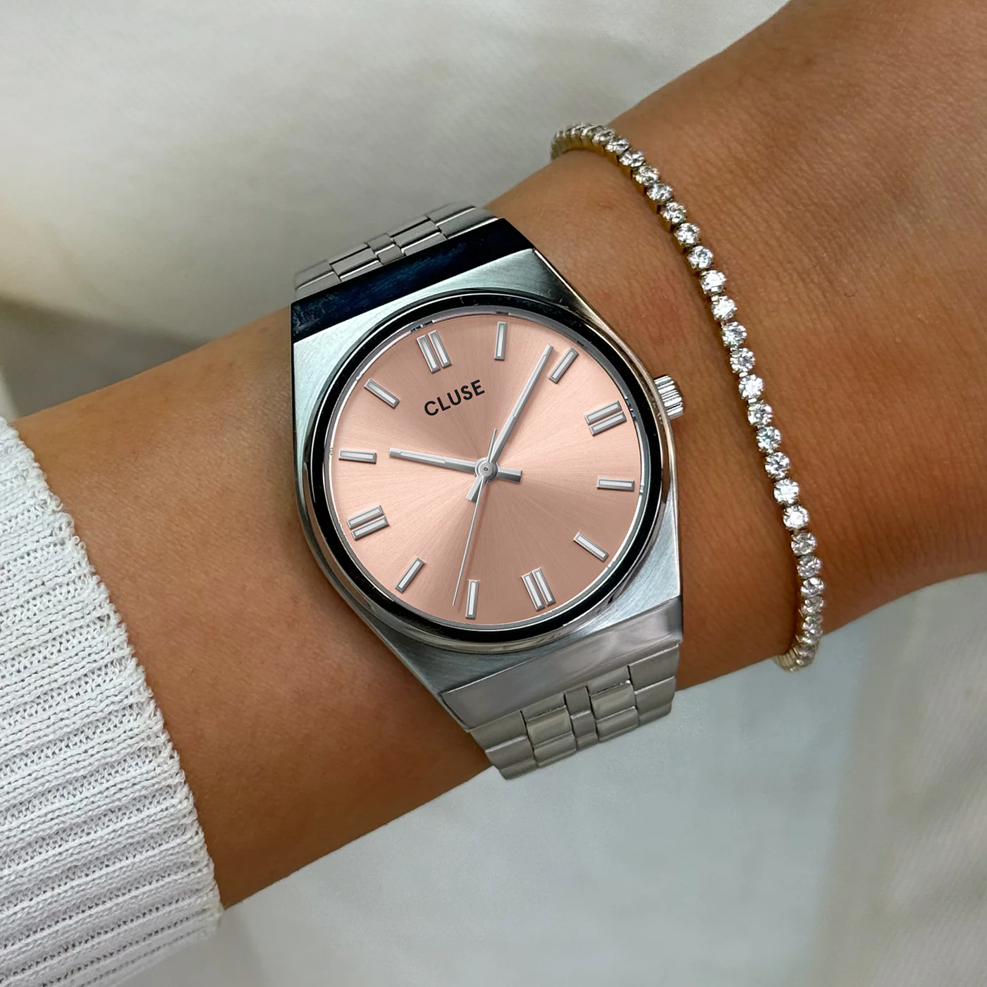 Retro 70s Watch Steel, Light Salmon, Silver Colour - Image 2
