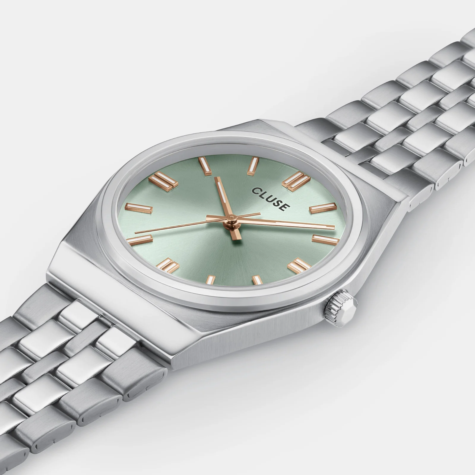 Retro 70s Watch Steel, Sage Green, Silver Colour - Image 3