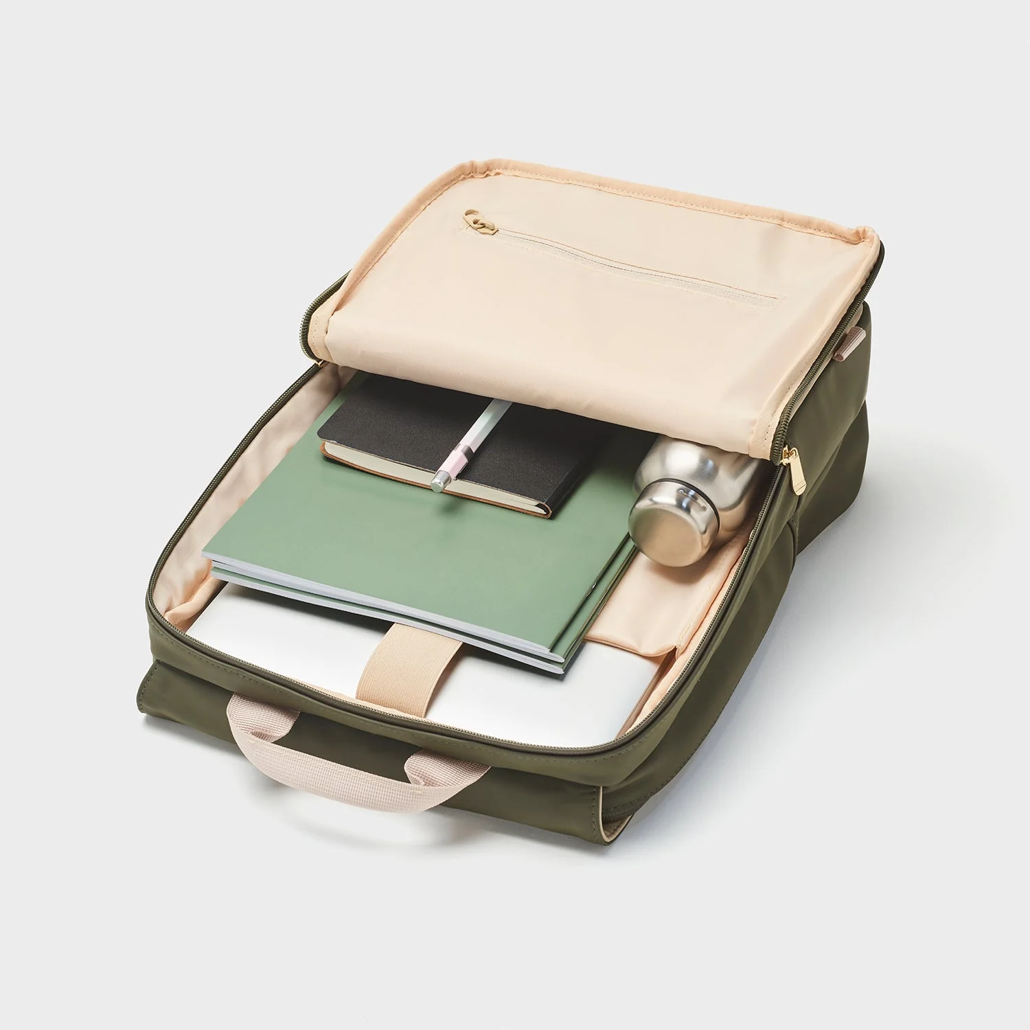 Le Réversible Backpack, Dark Green Moss, Gold Colour - Image 7