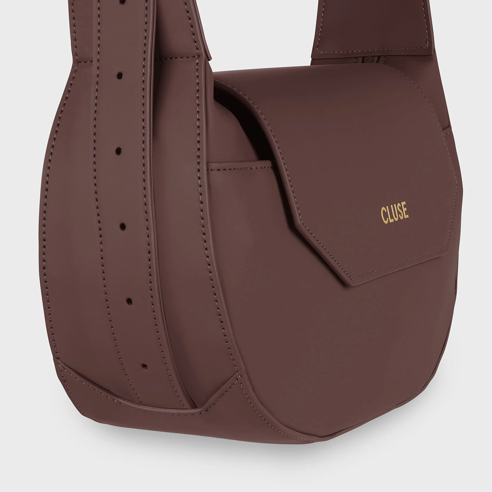 Sacroisé Crossbody Bag, Dark Brown, Gold Colour - Image 5