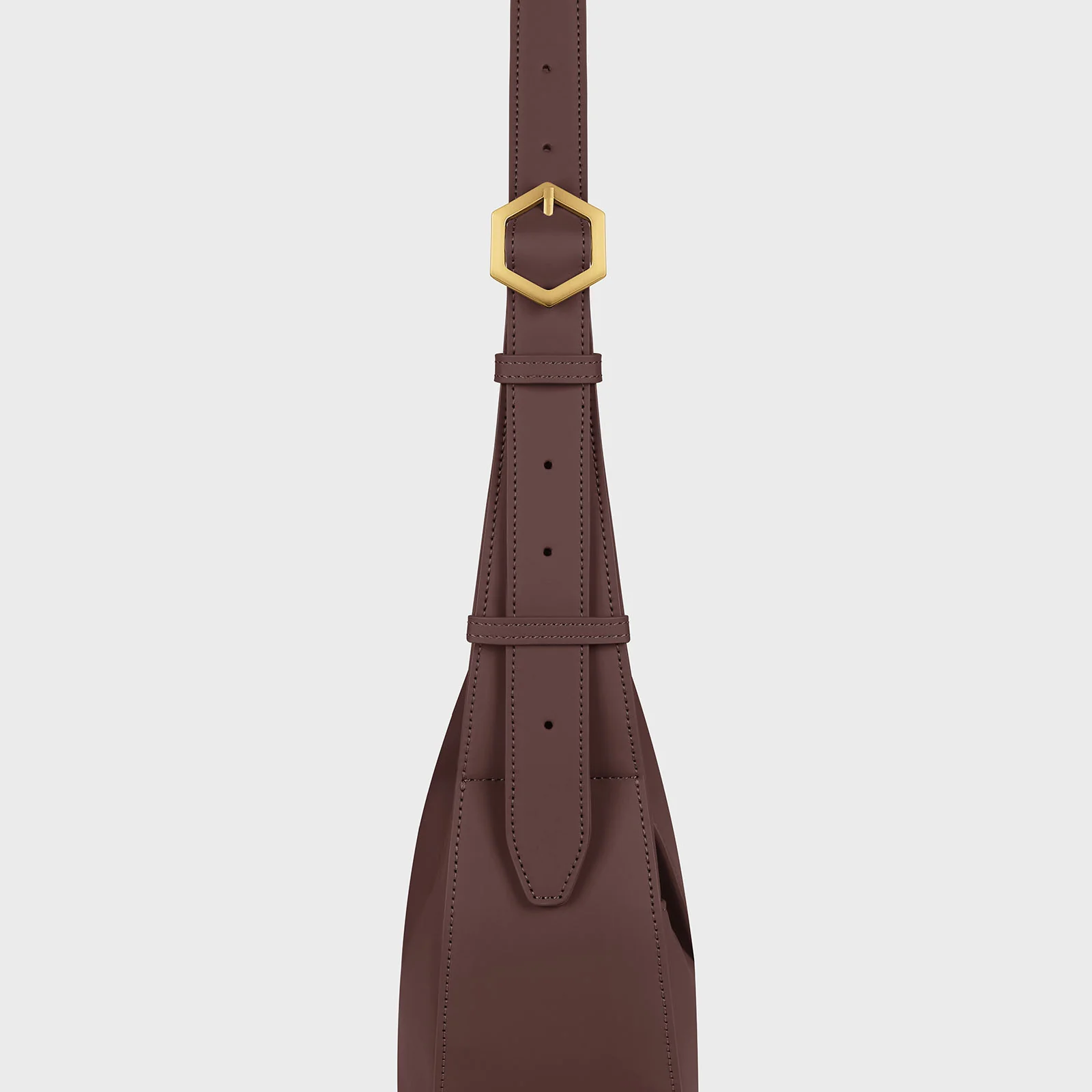 Sacroisé Crossbody Bag, Dark Brown, Gold Colour - Image 6