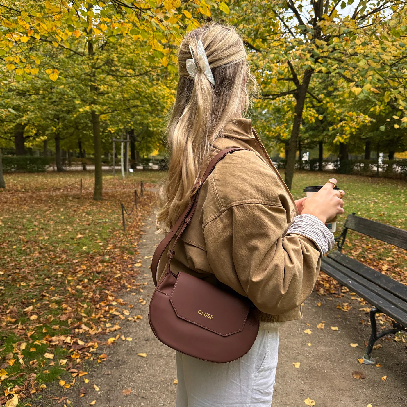 Sacroisé Petite Crossbody Bag, Brown, Gold Colour - Image 11