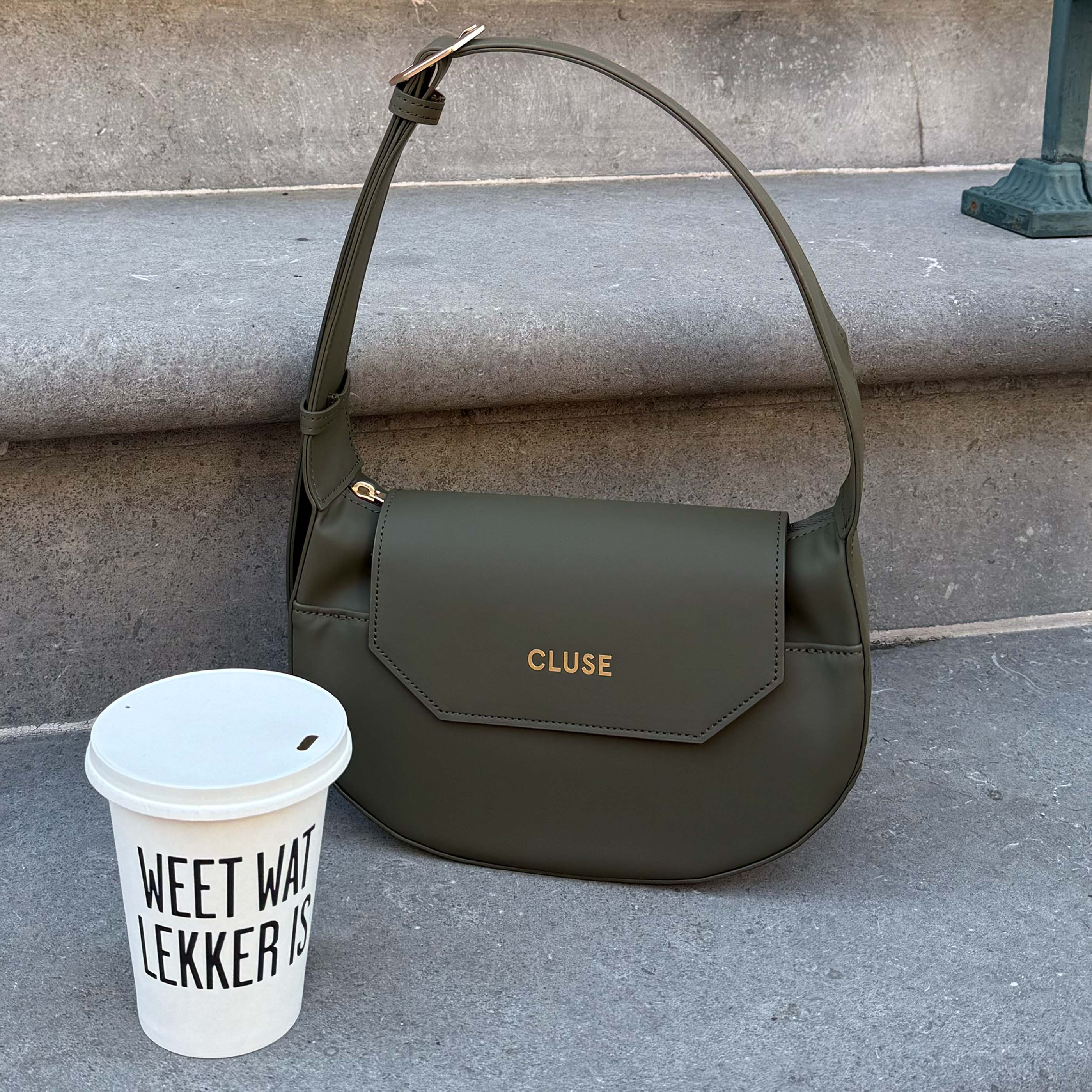 Sacroisé Petite Crossbody Bag, Dark Green, Gold Colour - Image 9