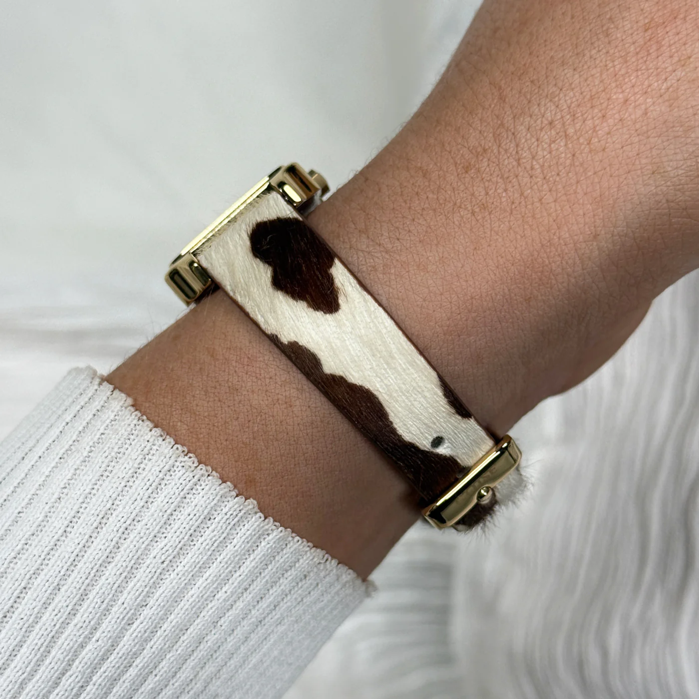 Strap 14 mm Cow Print Leather, Gold Colour - Image 3