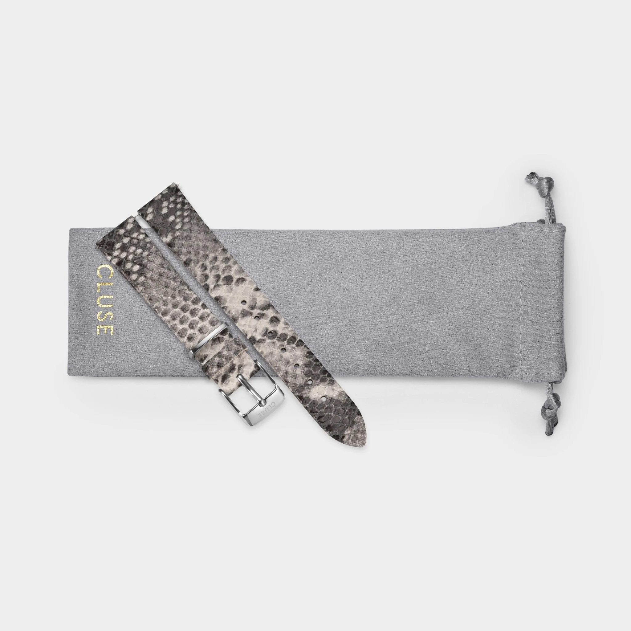 Strap 16 mm Leather Python Grey, Silver Colour - Image 3