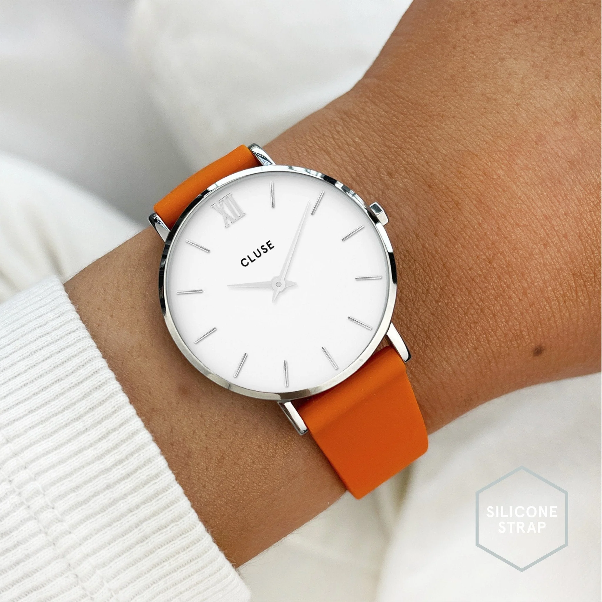 Strap 16 mm Silicone Orange, Silver Colour - Image 2