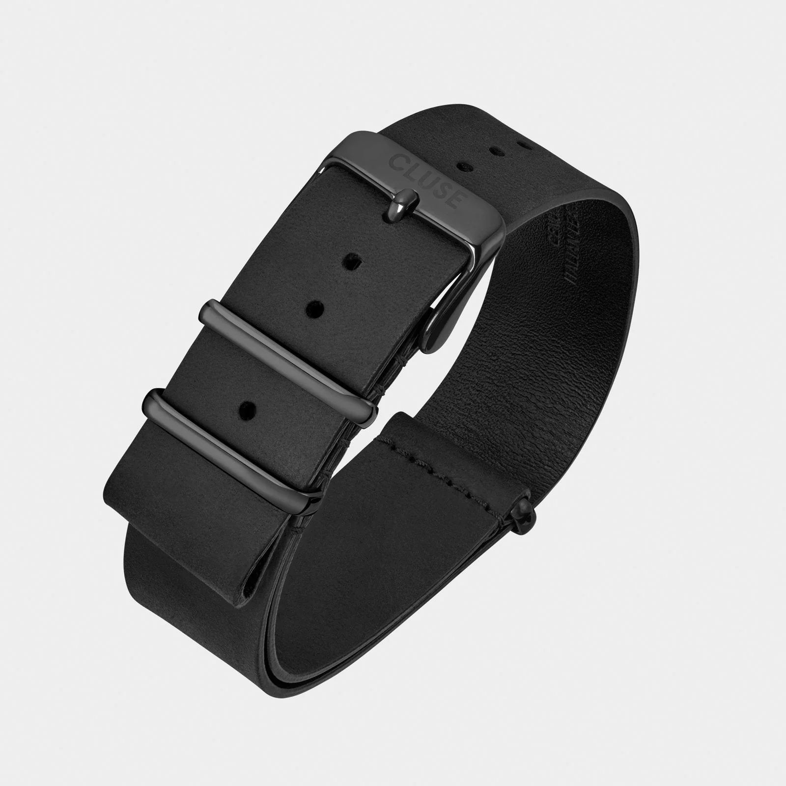 Strap 20 mm Nato Leather Full Black - Image 3