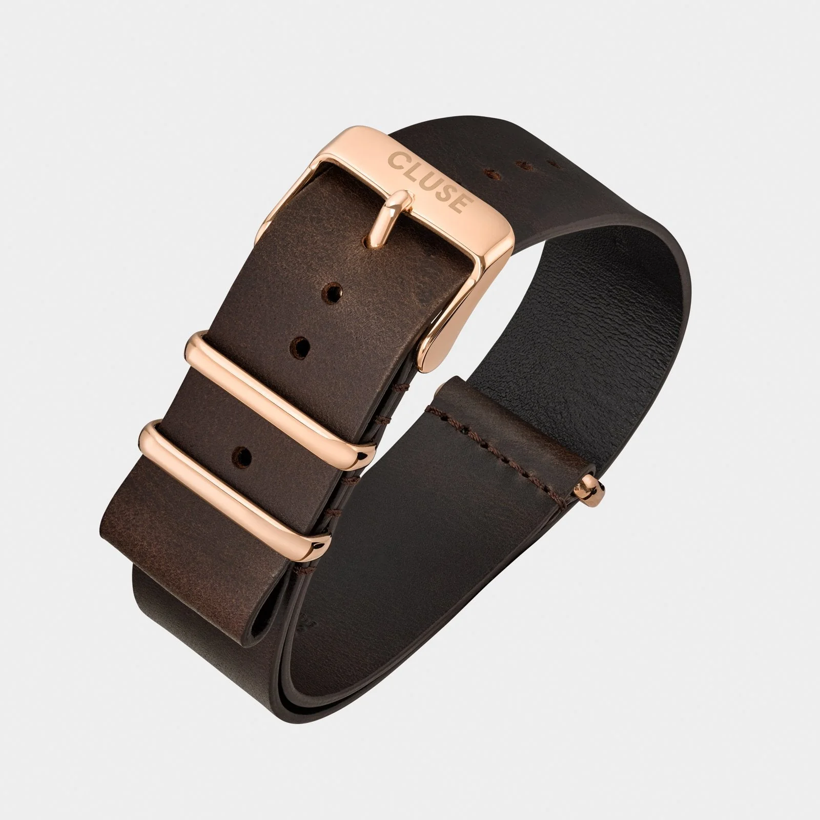 Strap 20 mm Nato Leather Brown, Rose Gold Colour - Image 3