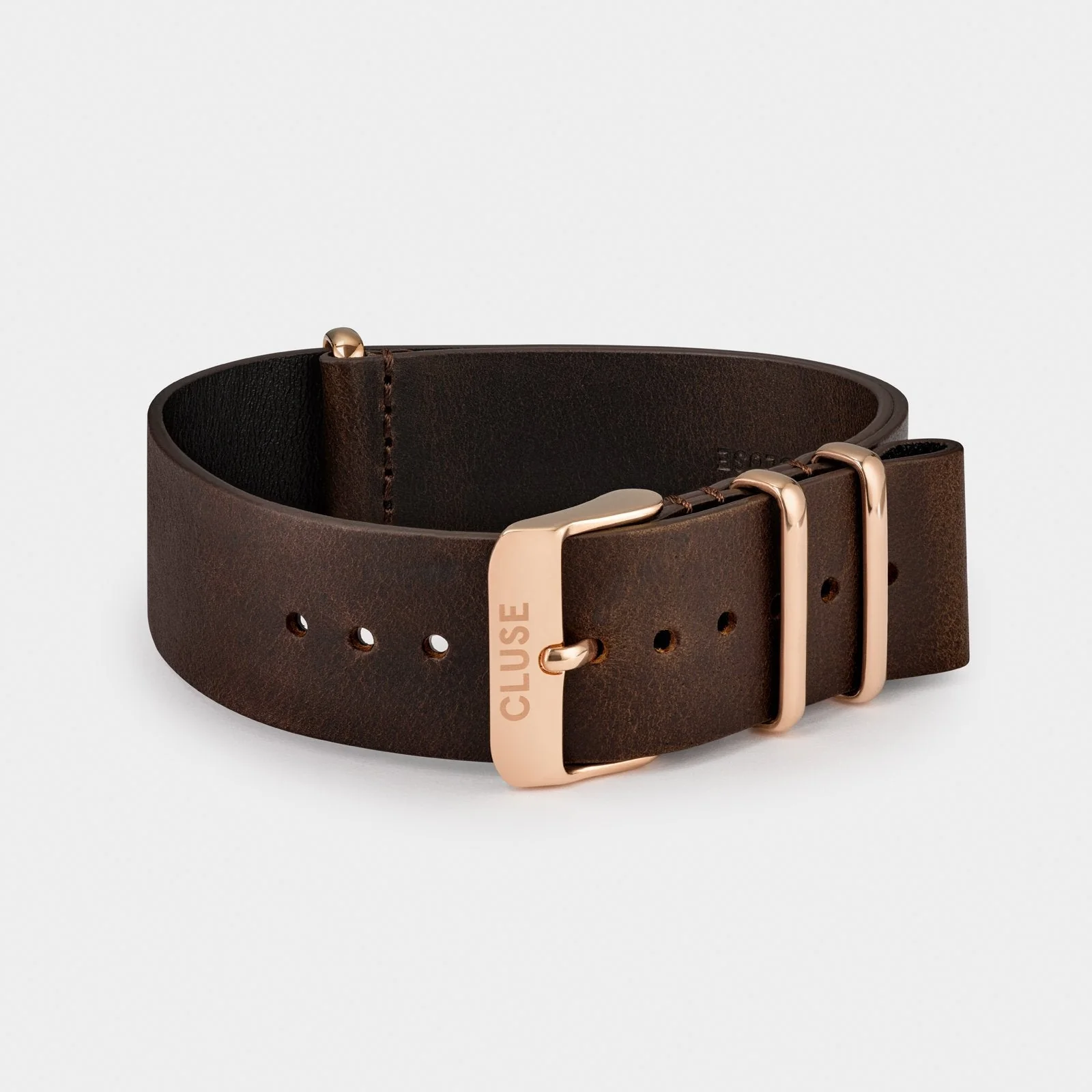 Strap 20 mm Nato Leather Brown, Rose Gold Colour - Image 4