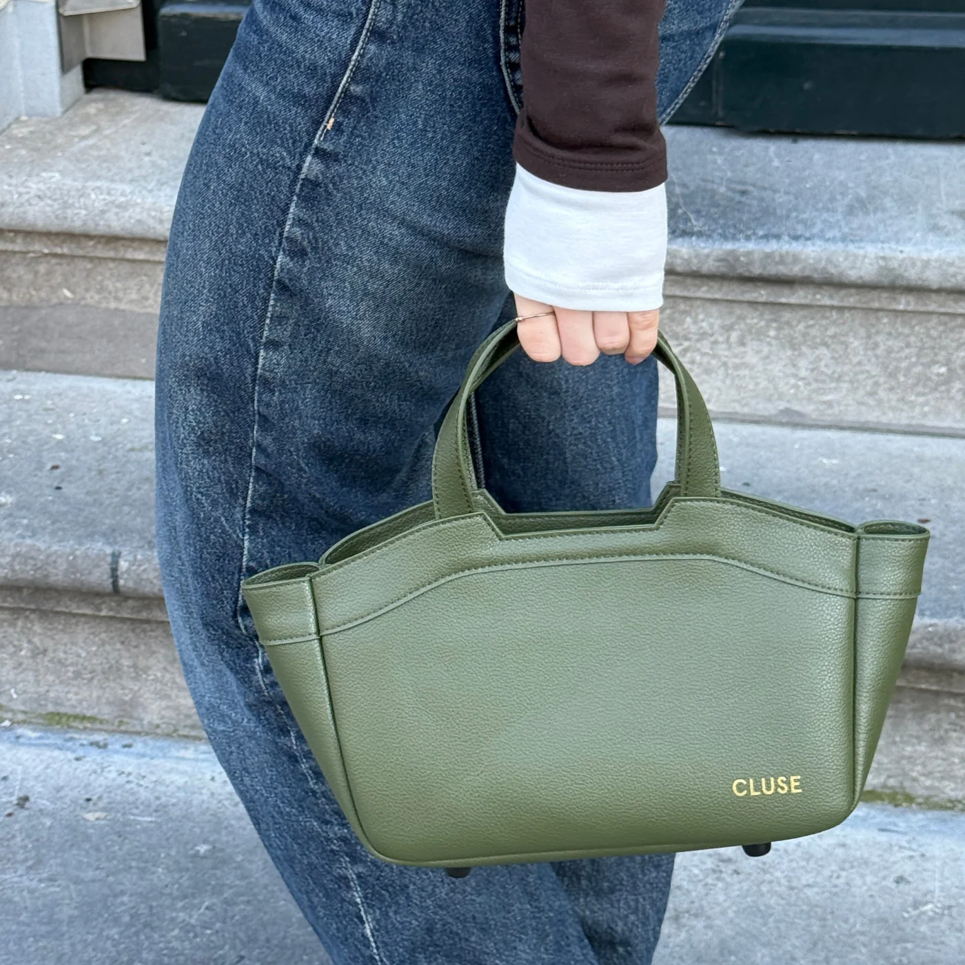 Tote Bag Mini, Dark Olive Colour - Image 6