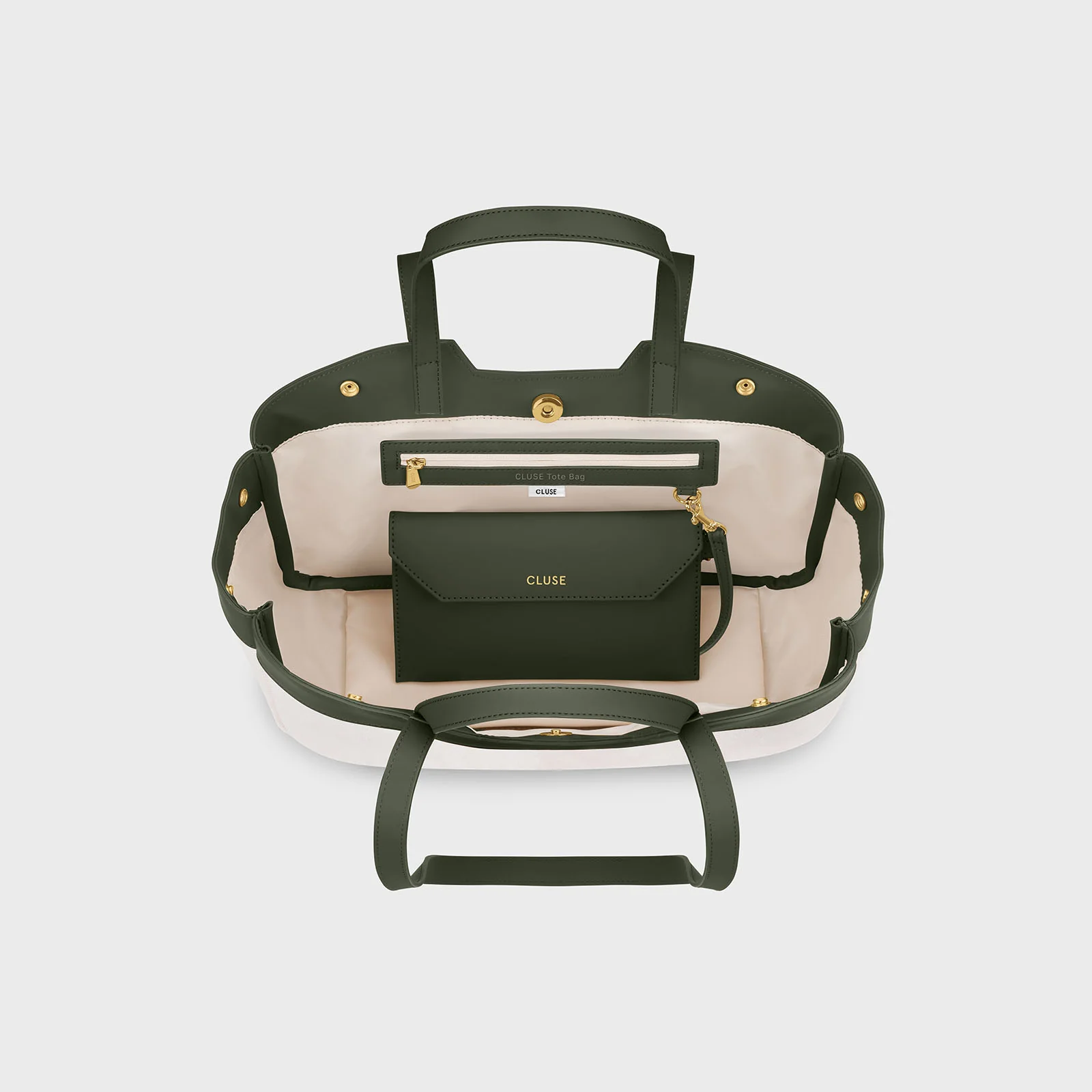Tote Bag Petite, Beige, Dark Olive Colour - Image 5