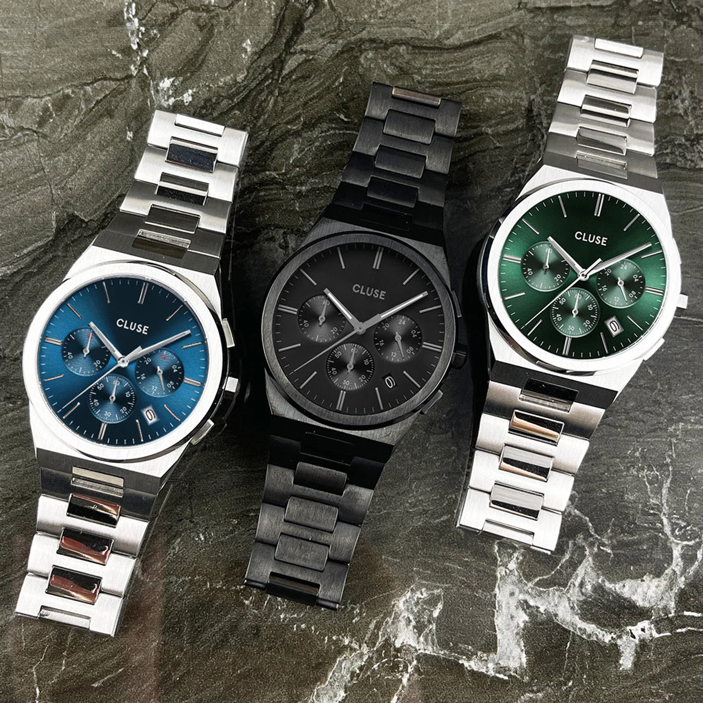 Vigoureux Chrono Watch Steel, Blue, Silver Colour - Image 7