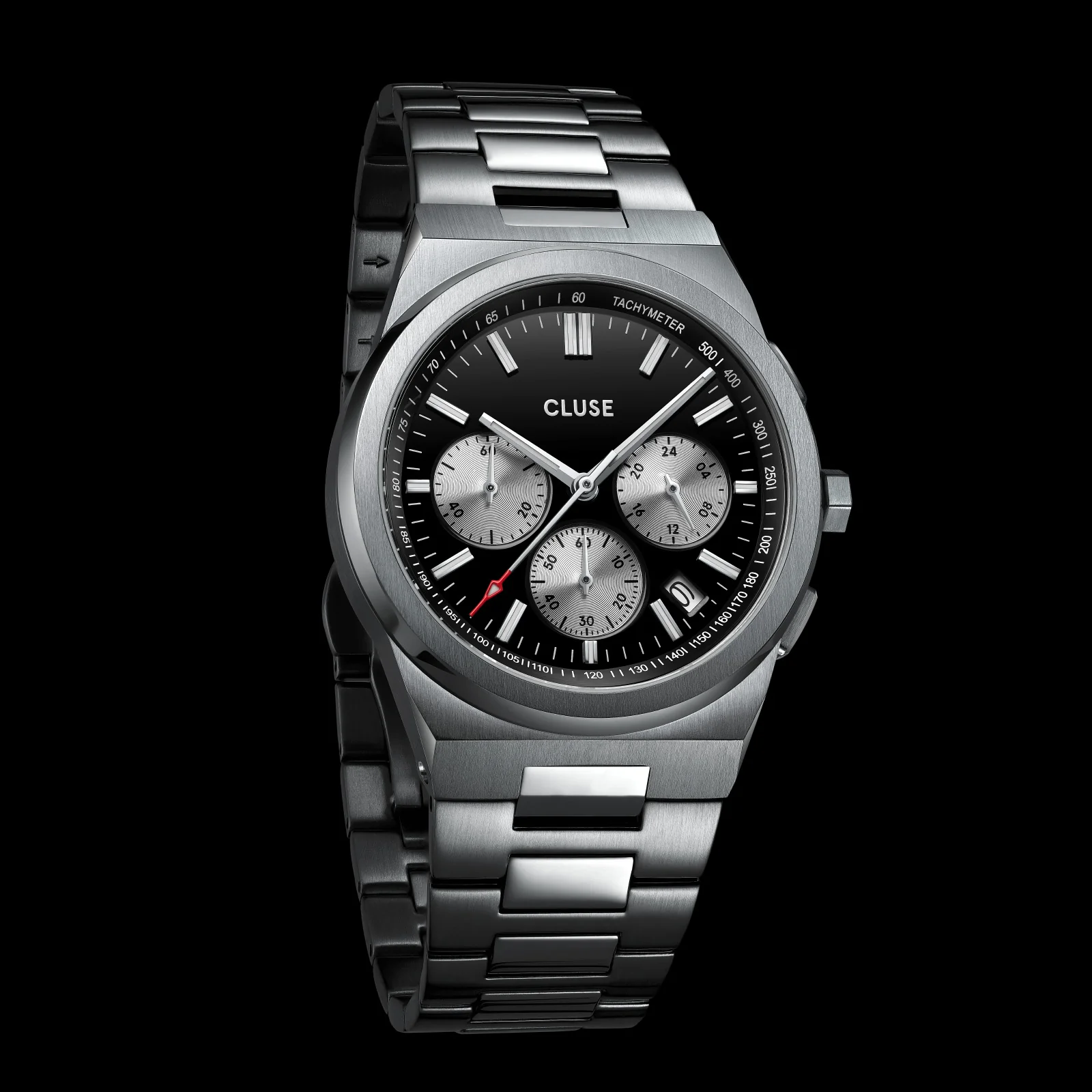 Vigoureux Chrono Watch Steel, Black, Silver Colour - Image 6