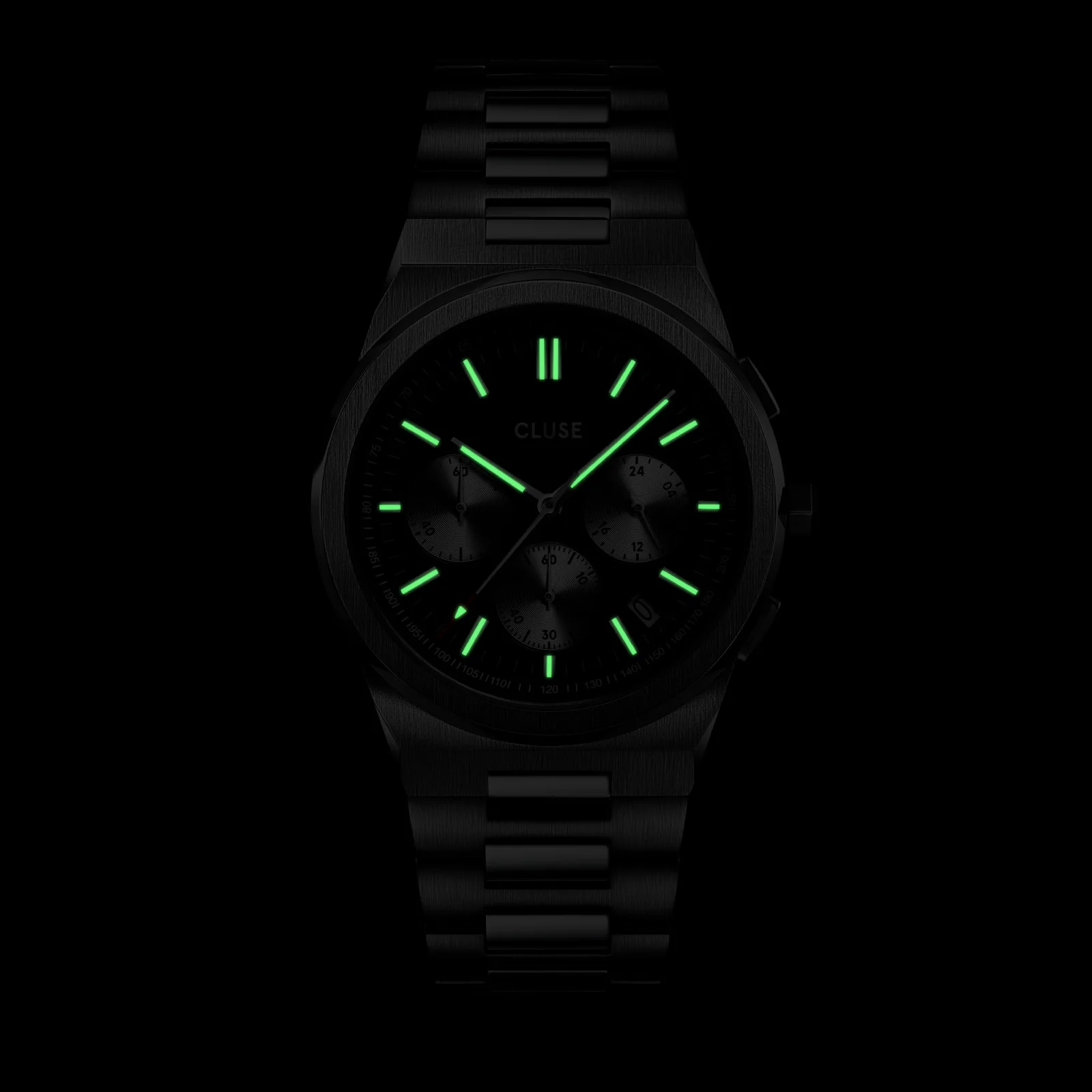 Vigoureux Chrono Watch Steel, Black, Silver Colour - Image 7