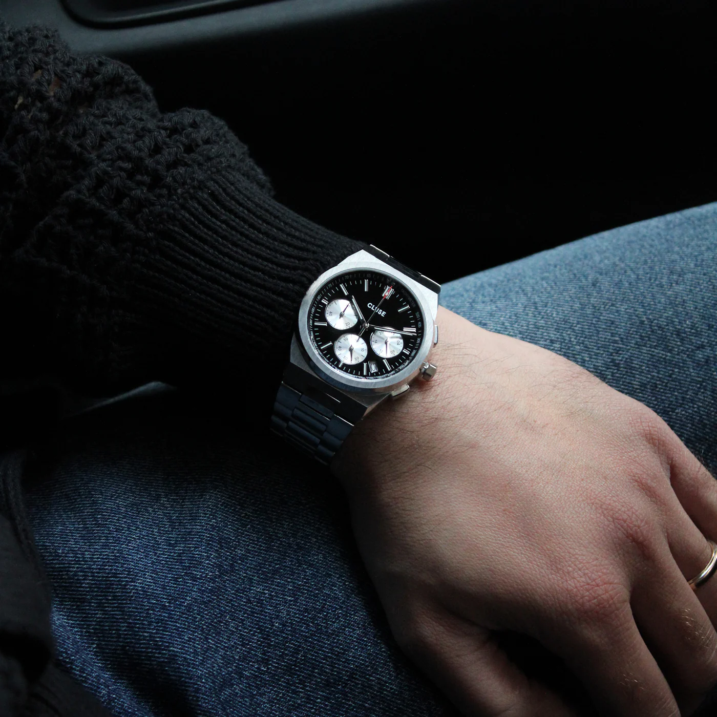 Vigoureux Chrono Watch Steel, Black, Silver Colour - Image 9