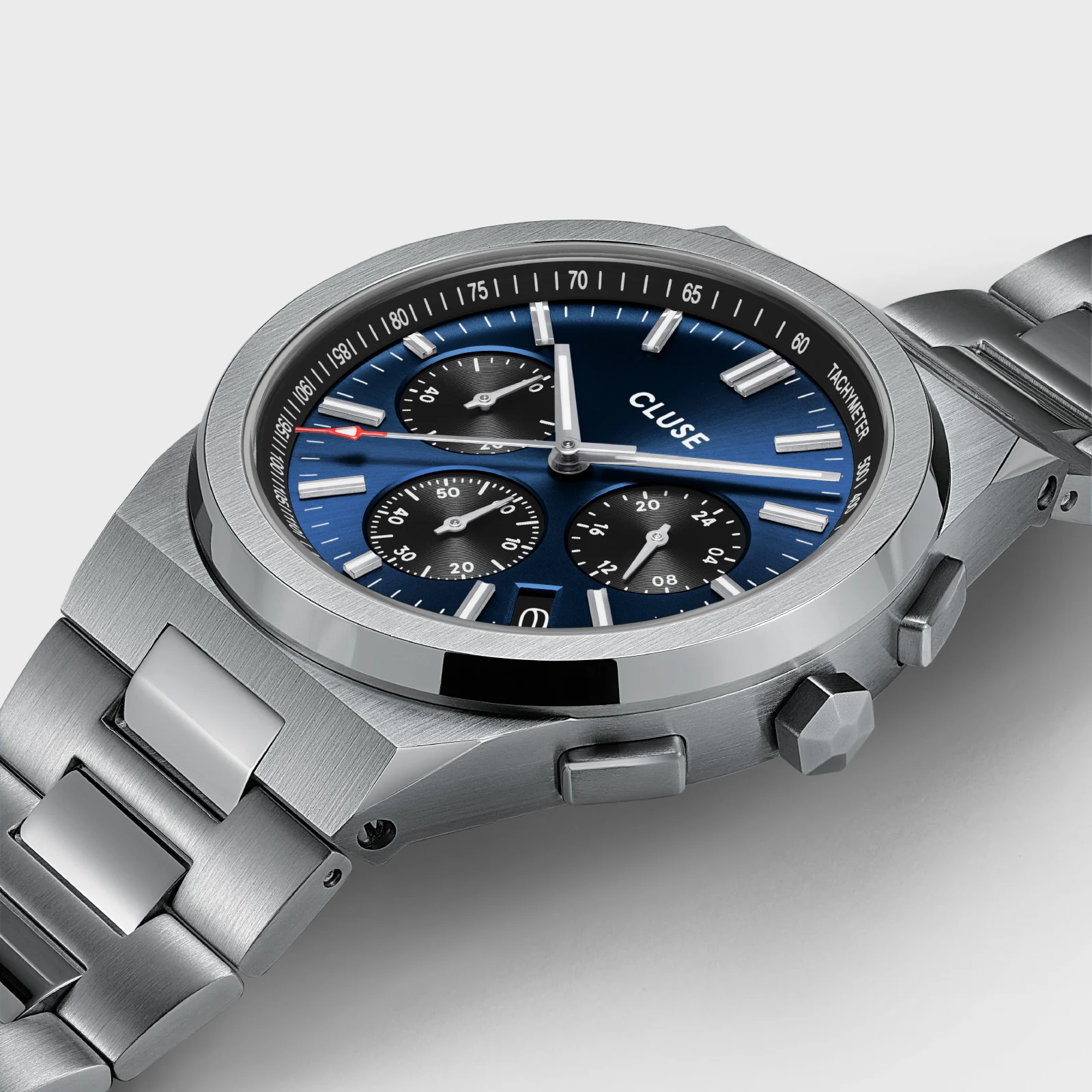 Vigoureux Chrono Watch Steel, Dark Blue, Silver Colour - Image 3