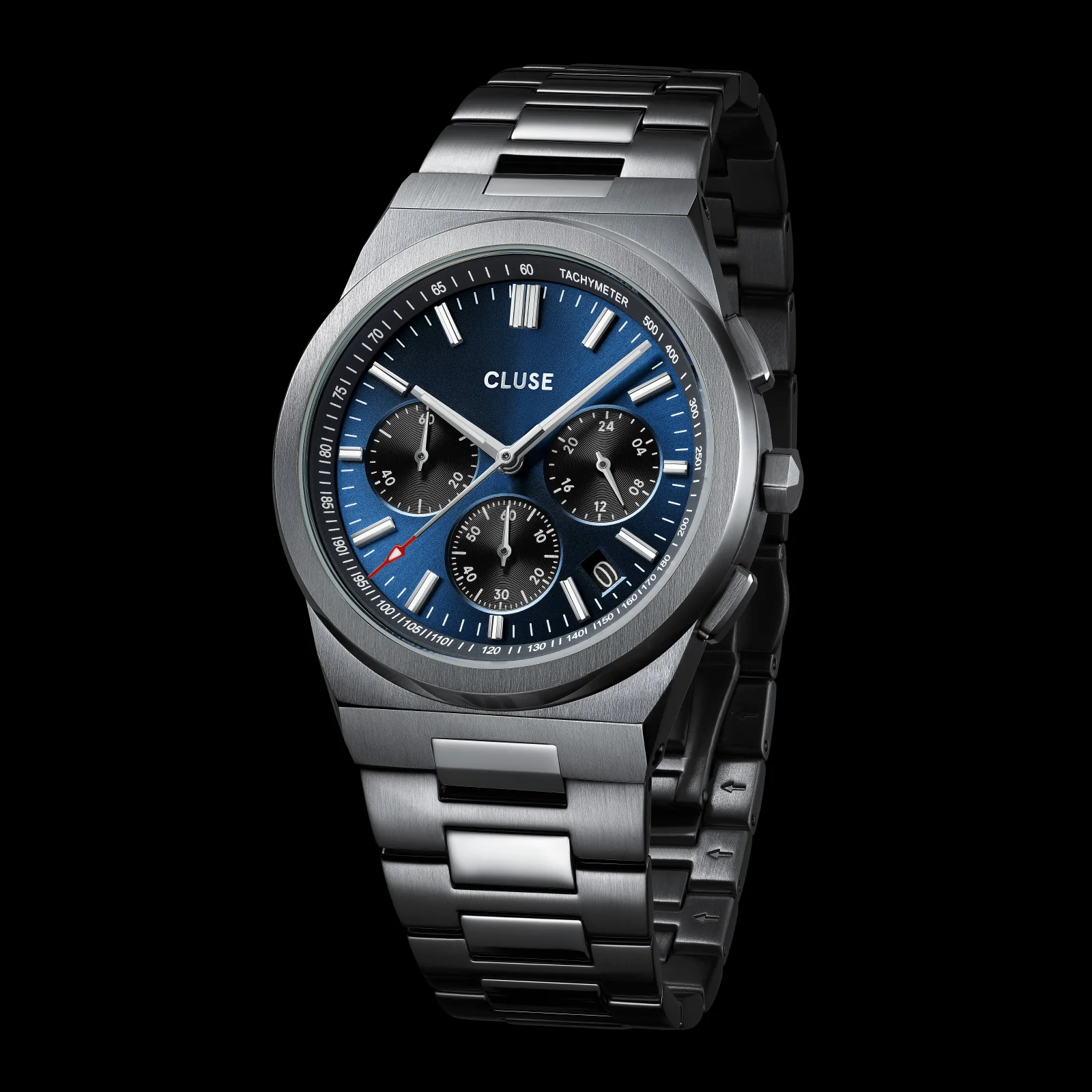 Vigoureux Chrono Watch Steel, Dark Blue, Silver Colour - Image 7